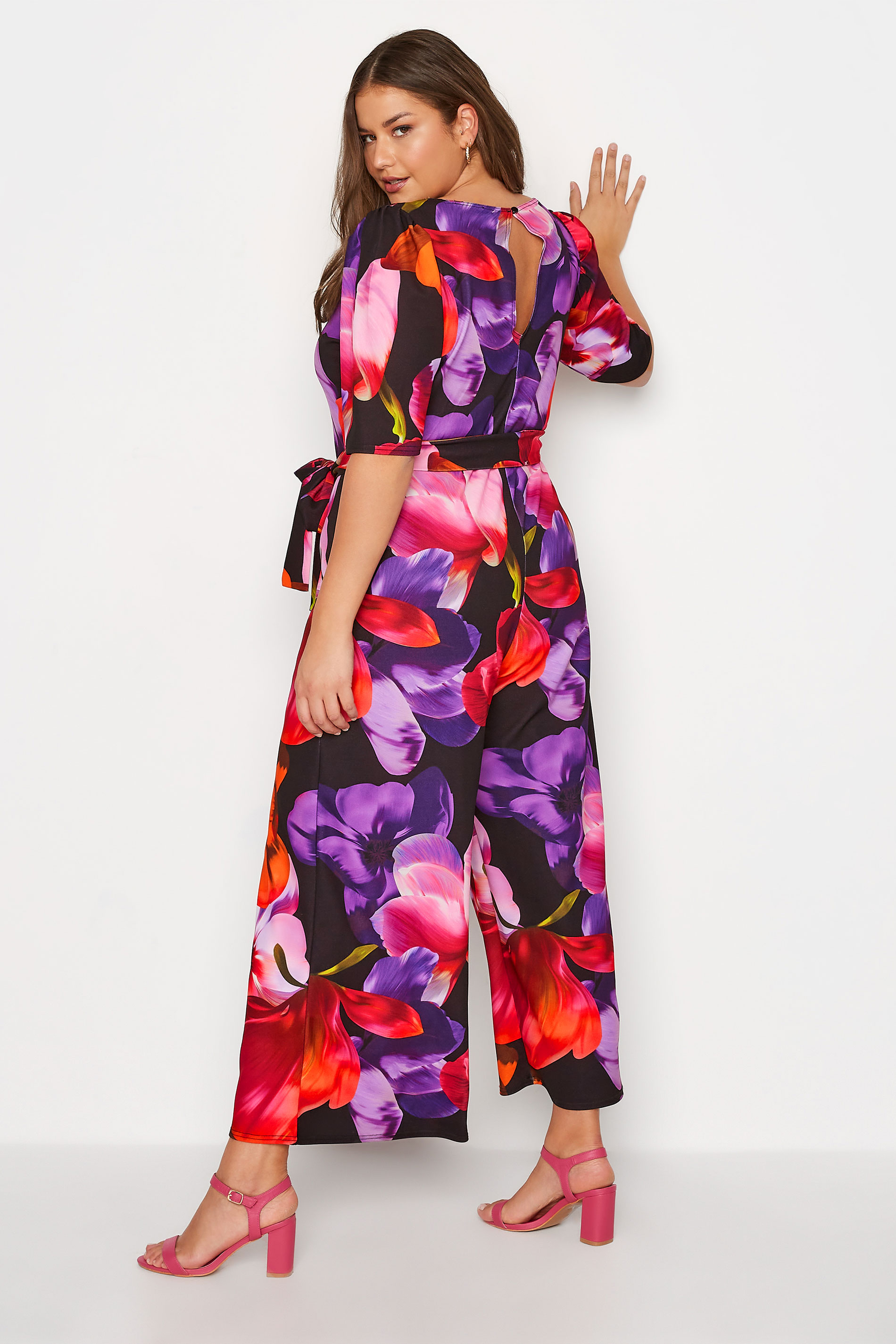 YOURS LONDON Plus Size Black Floral Sweetheart  Jumpsuit | Yours Clothing 3