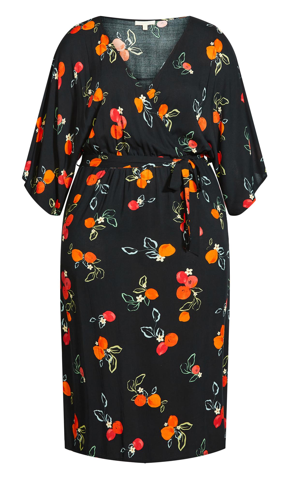 Evans Orange Floral Stripe Print Wrap Midi Dress 3