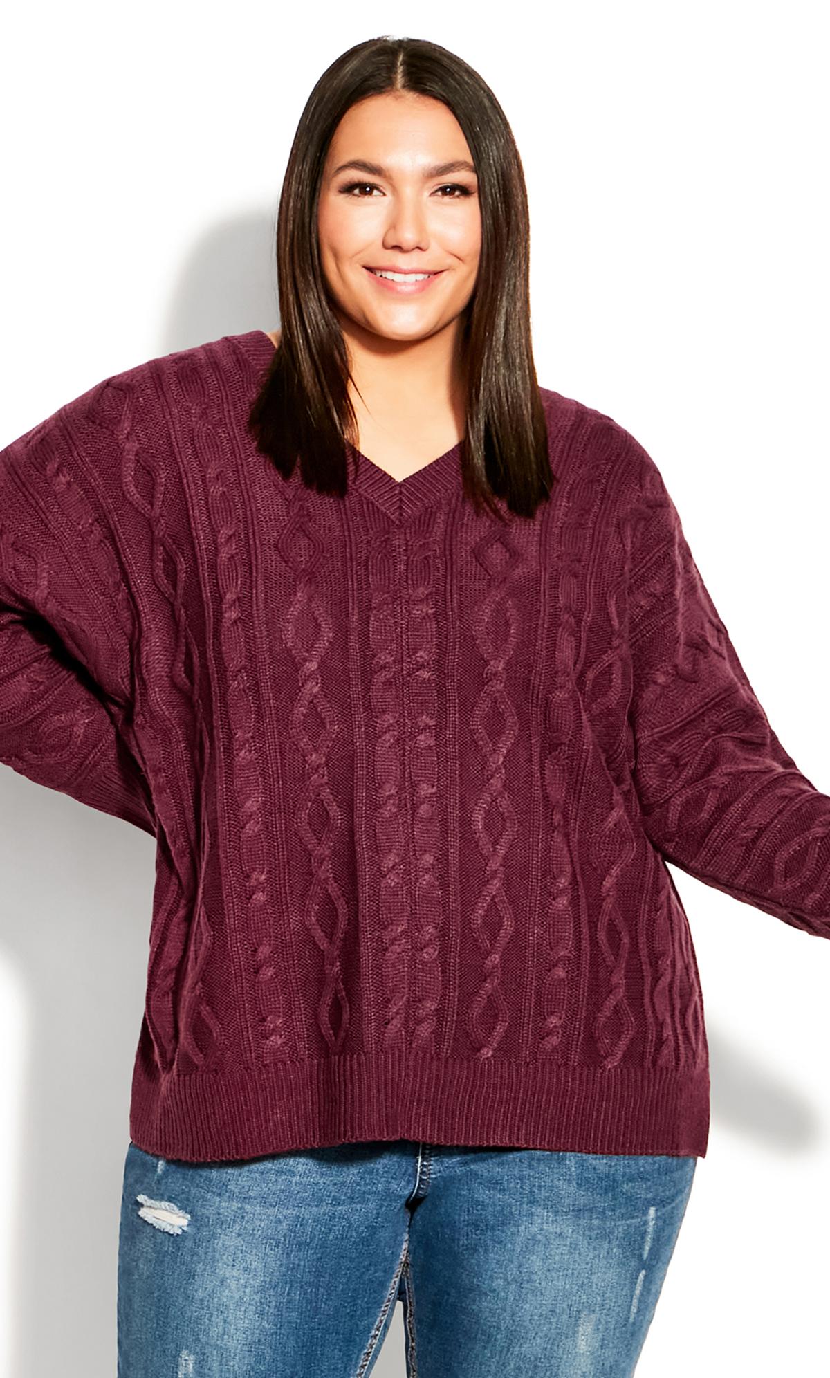 Cable Knit Full Sleeve Plum Sweater 2
