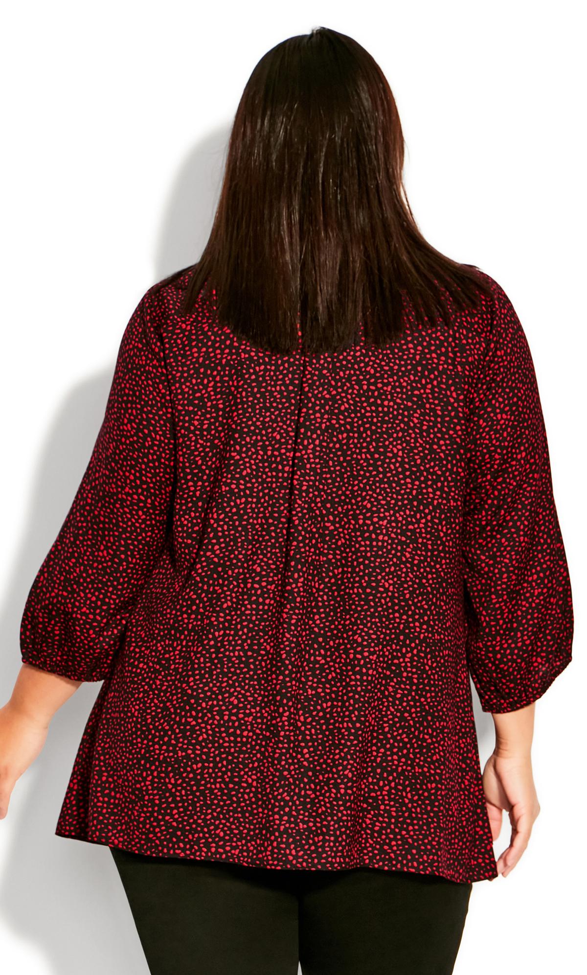 Avenue Red Abstract Print Zip Front Top 3