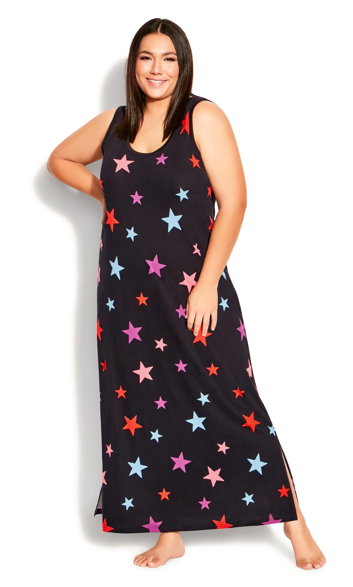Multi Star Black Maxi Sleep Dress 1