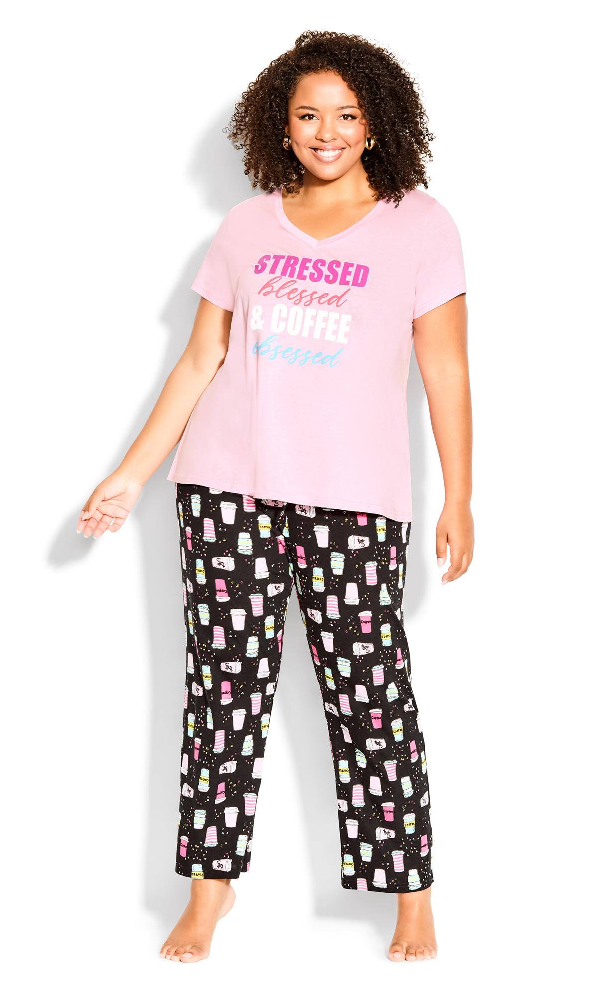 Evans Pink 'Blessed' Slogan Pyjama Top 1