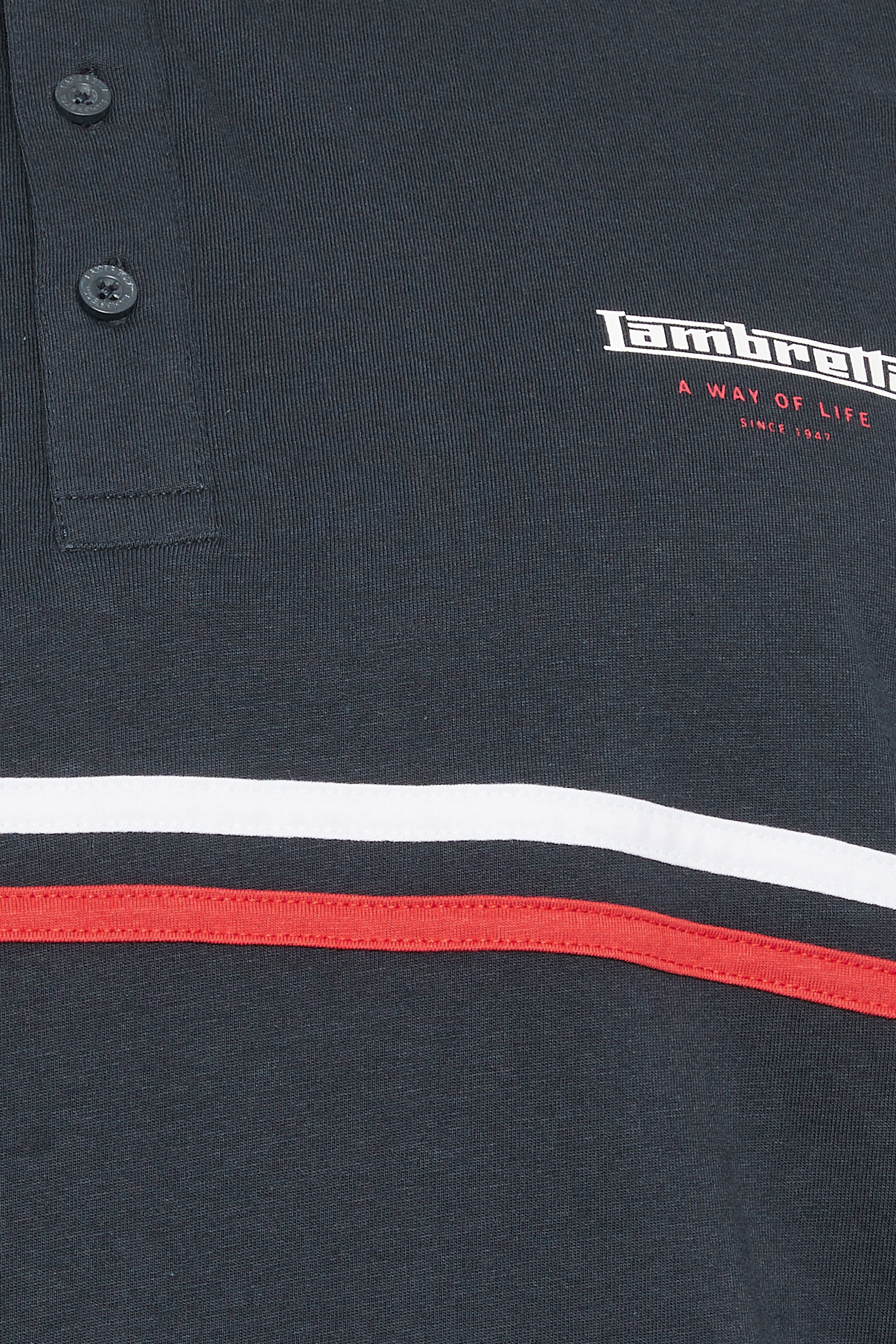 LAMBRETTA Big & Tall Plus Size Navy Blue Stripe Polo Shirt | BadRhino  2
