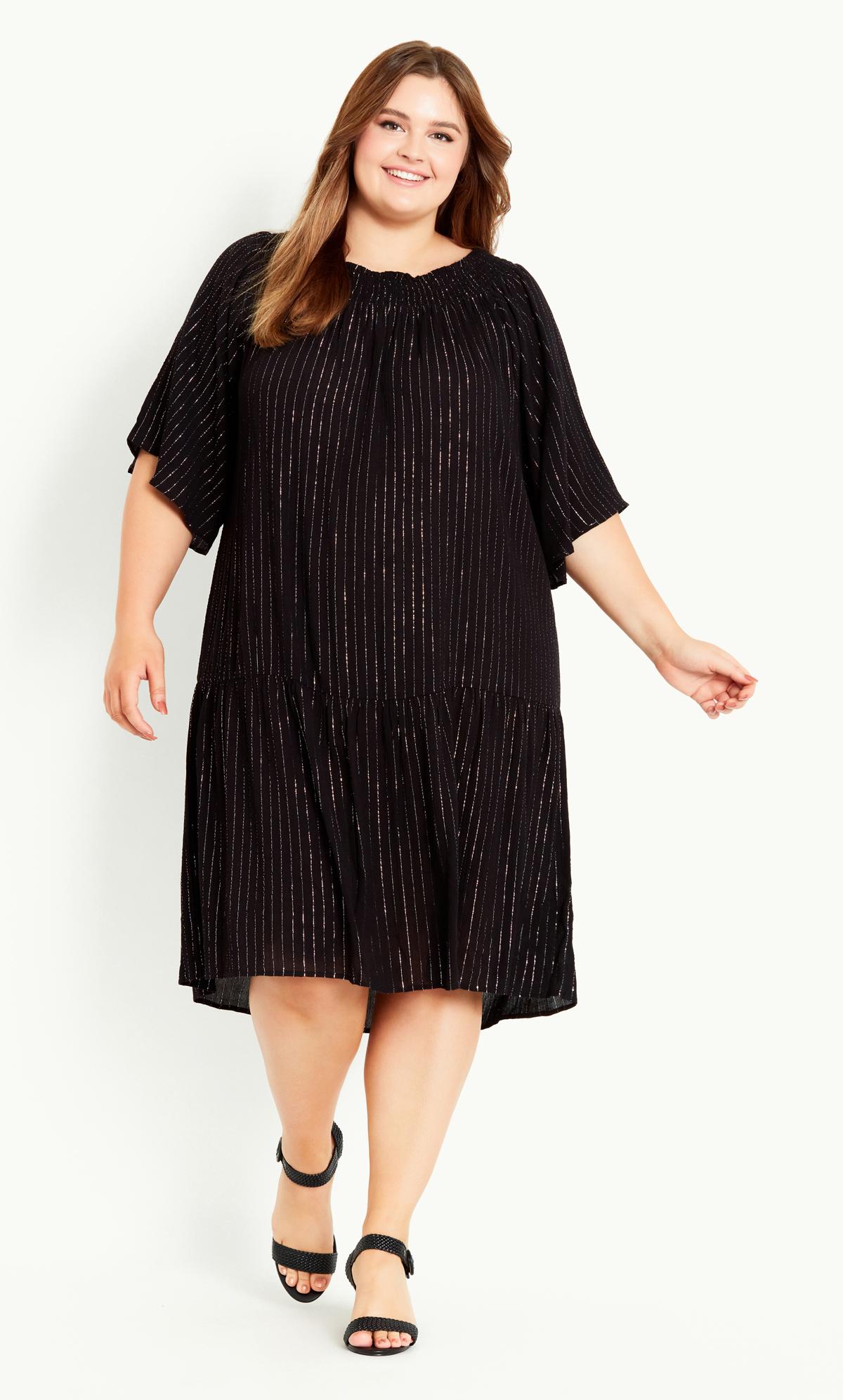 Sparkle Stripe Dress Black 1