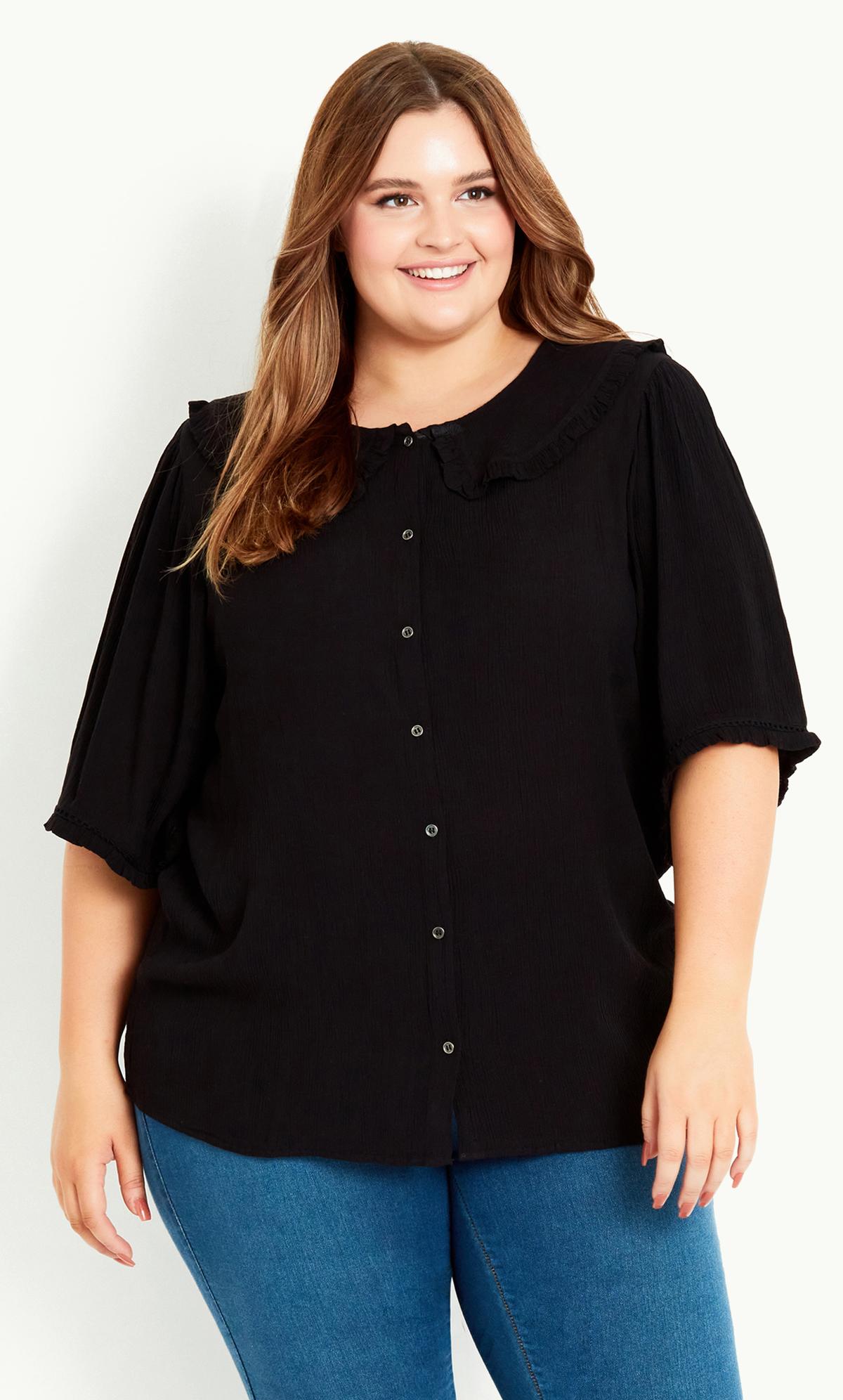 Relaxed Collar Top Black 1