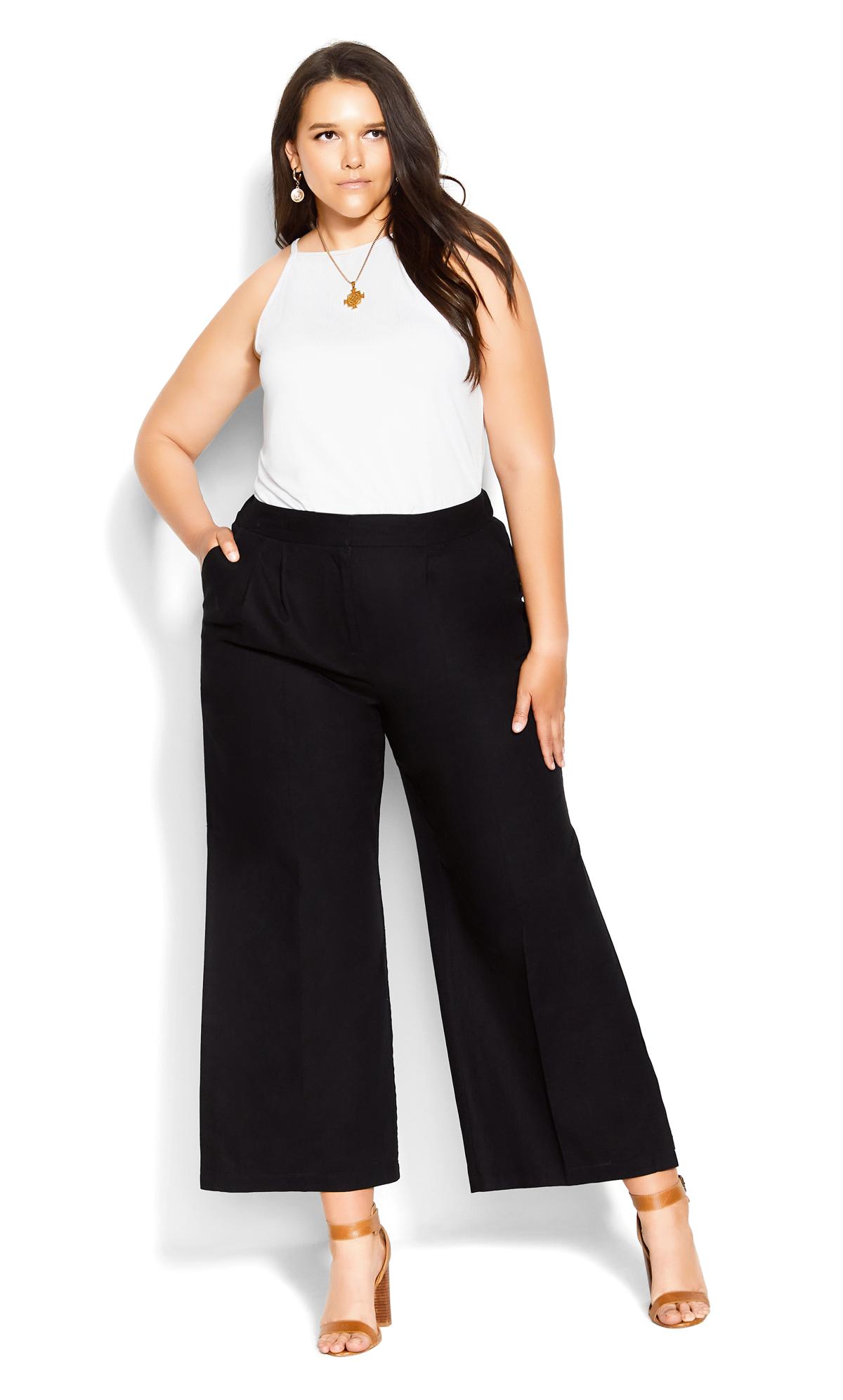 Evans Black High Waisted Wide Leg Trousers 2