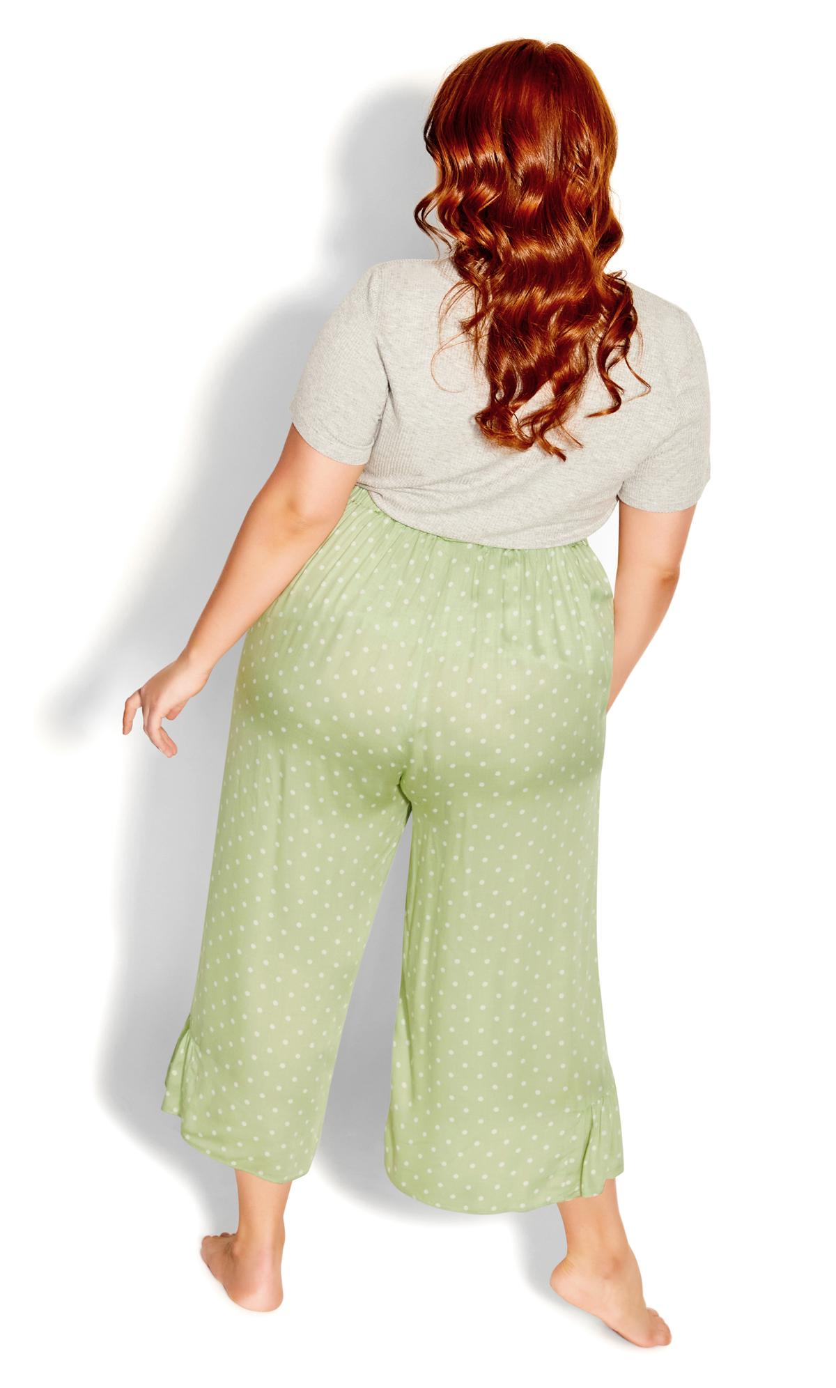 Evans Green Polka Dot Print Pyjama Bottoms 2