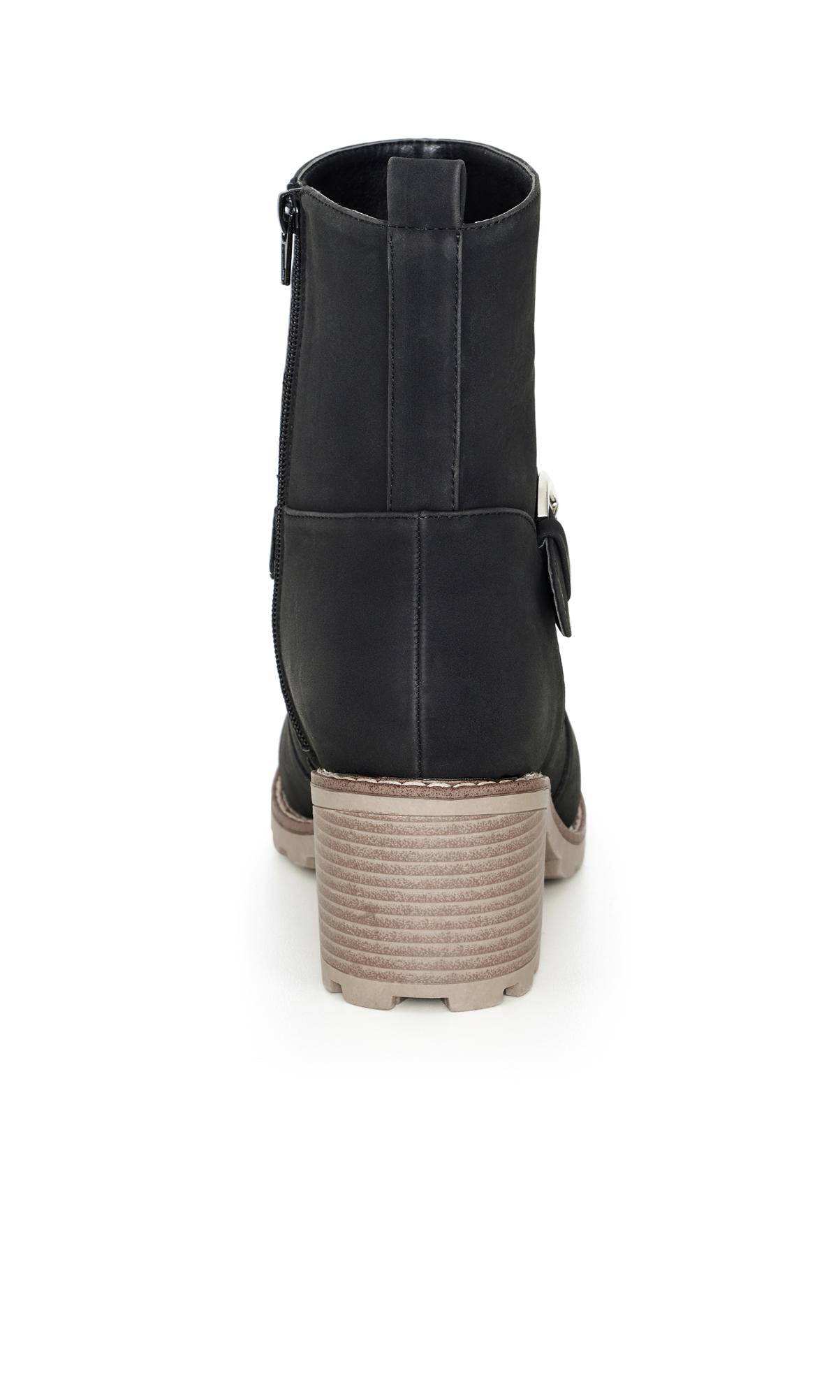 Evans Black Faux Suede Buckle & Heeled Boots 3