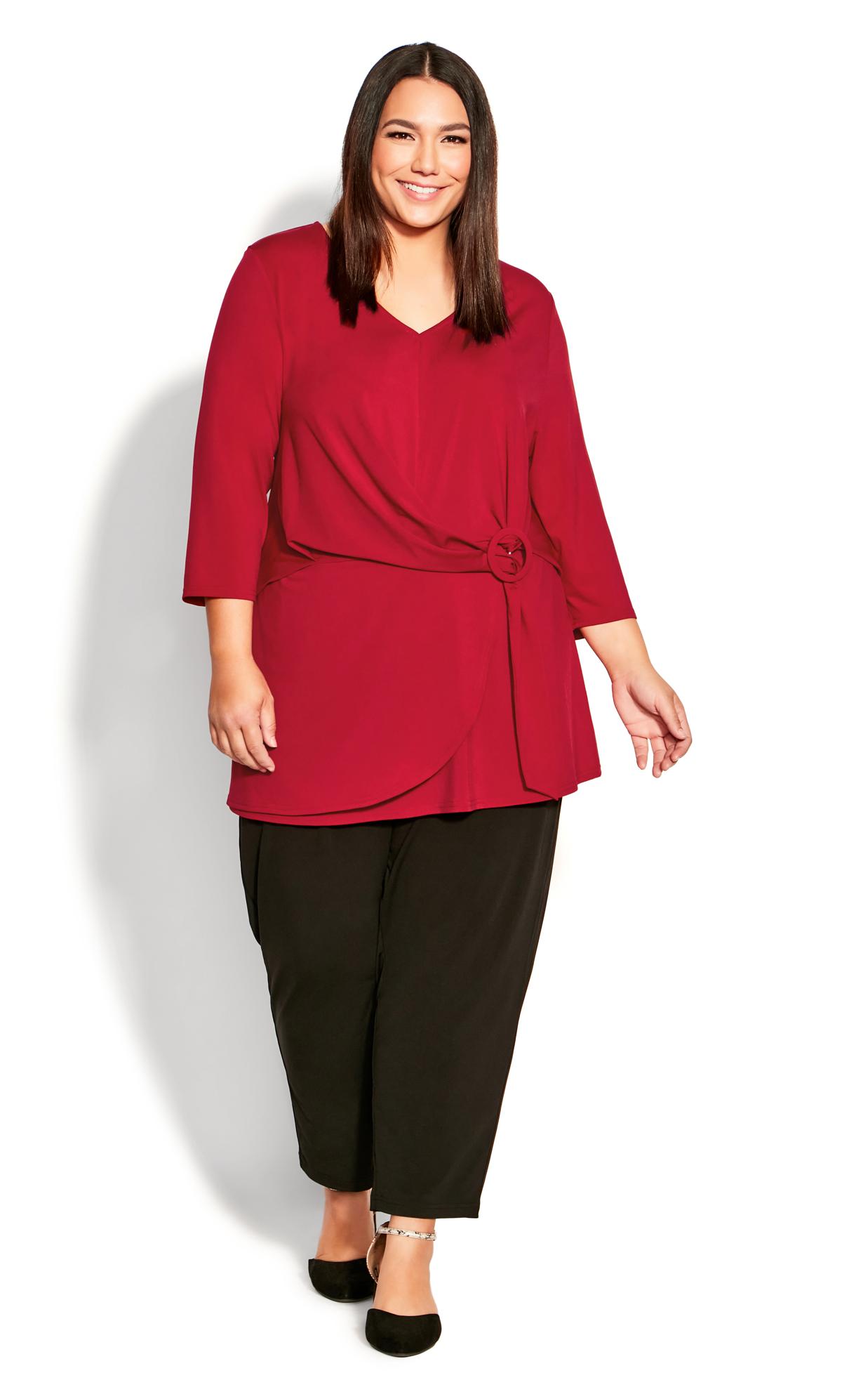 Evans Red Buckle Detail Wrap Tunic 2