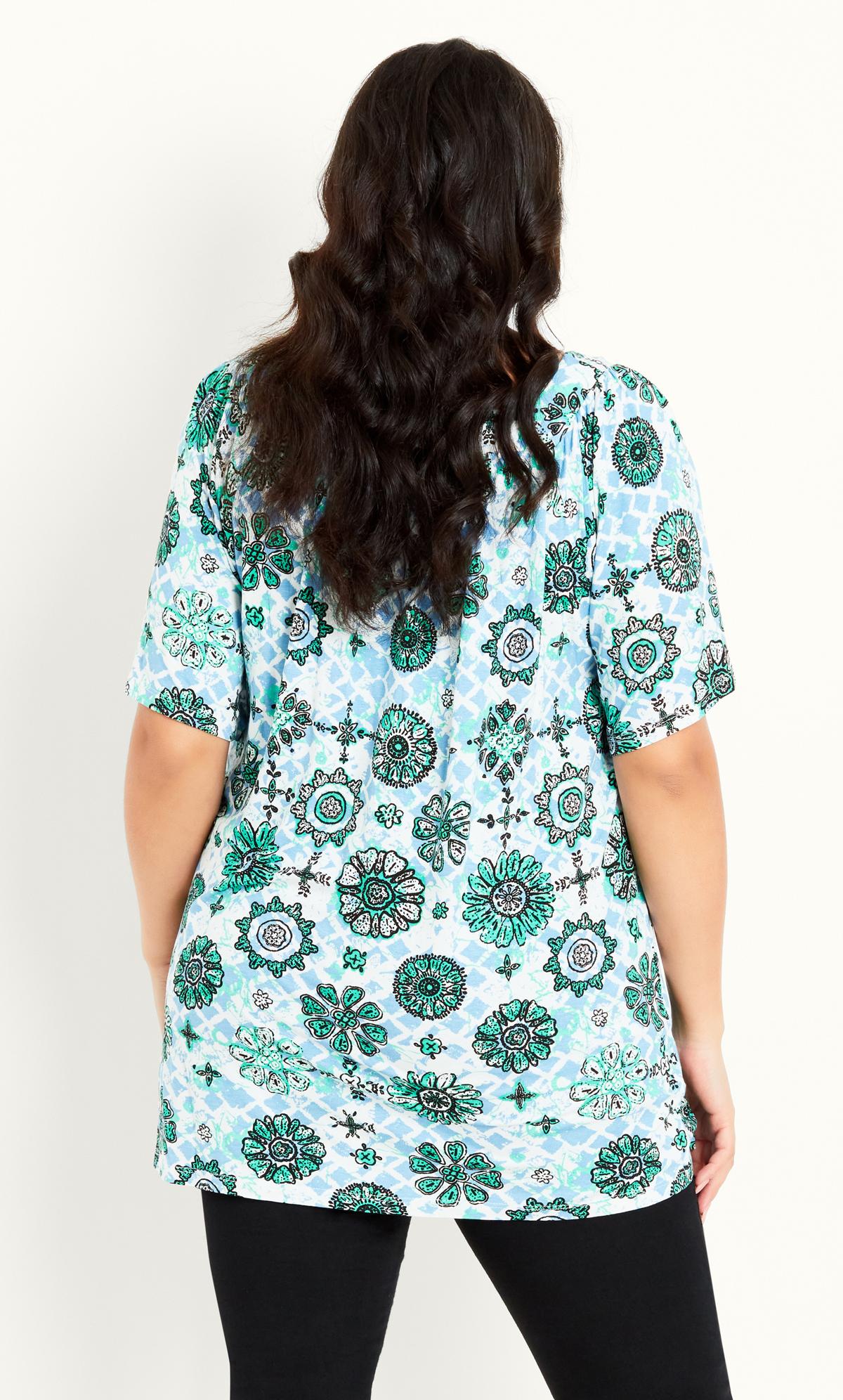 Paisley Tile Square Neck Green Top 3