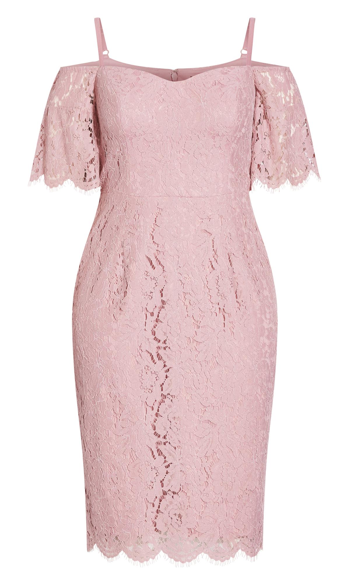 Evans Blush Pink Floral Lace Cold Shoulder Midi Dress 3