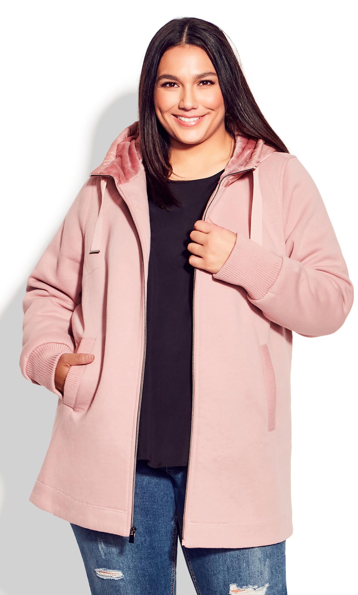 Evans Pink Fleece Hood Fashion Coat 3
