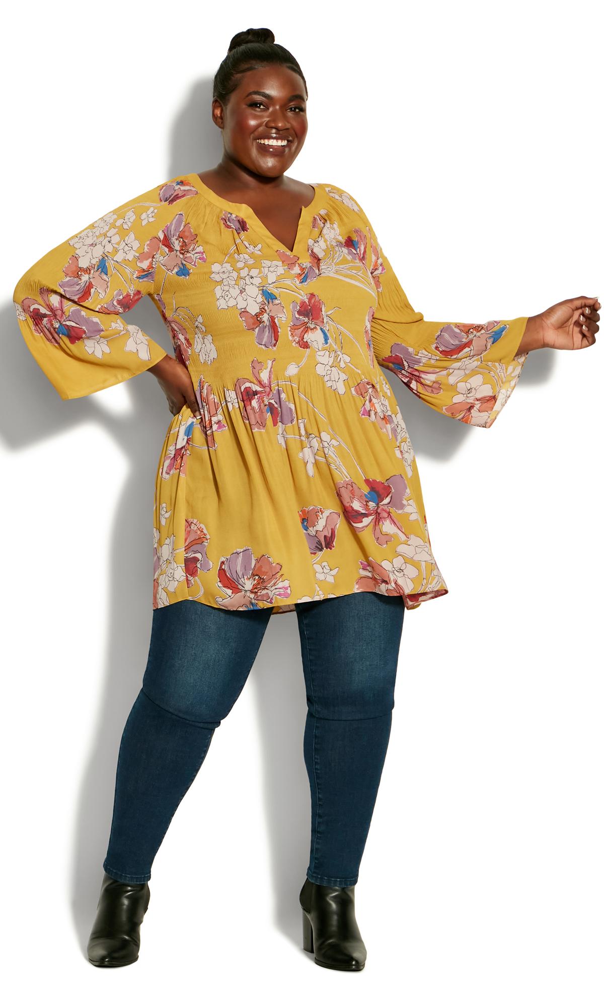 Evans Yellow Floral Tunic Top 3