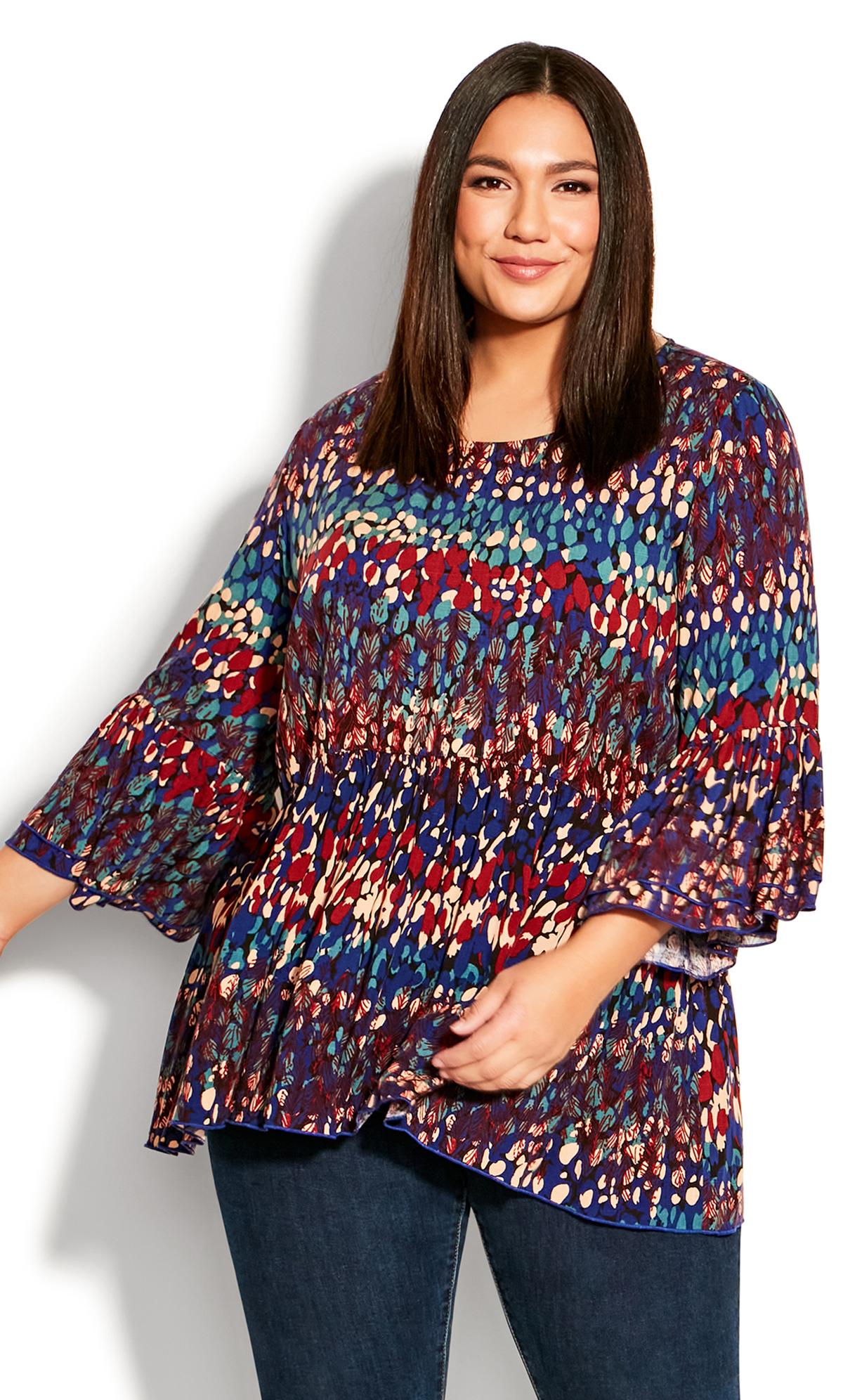 Evans Blue & Red Abstract Printed Tunic 2