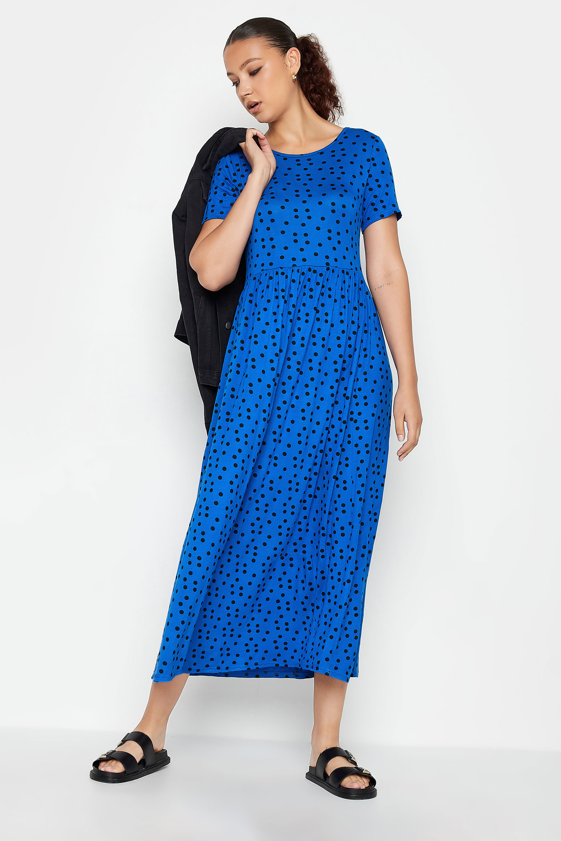 LTS Tall Cobalt Blue Polka Dot Maxi Dress | Long Tall Sally  1
