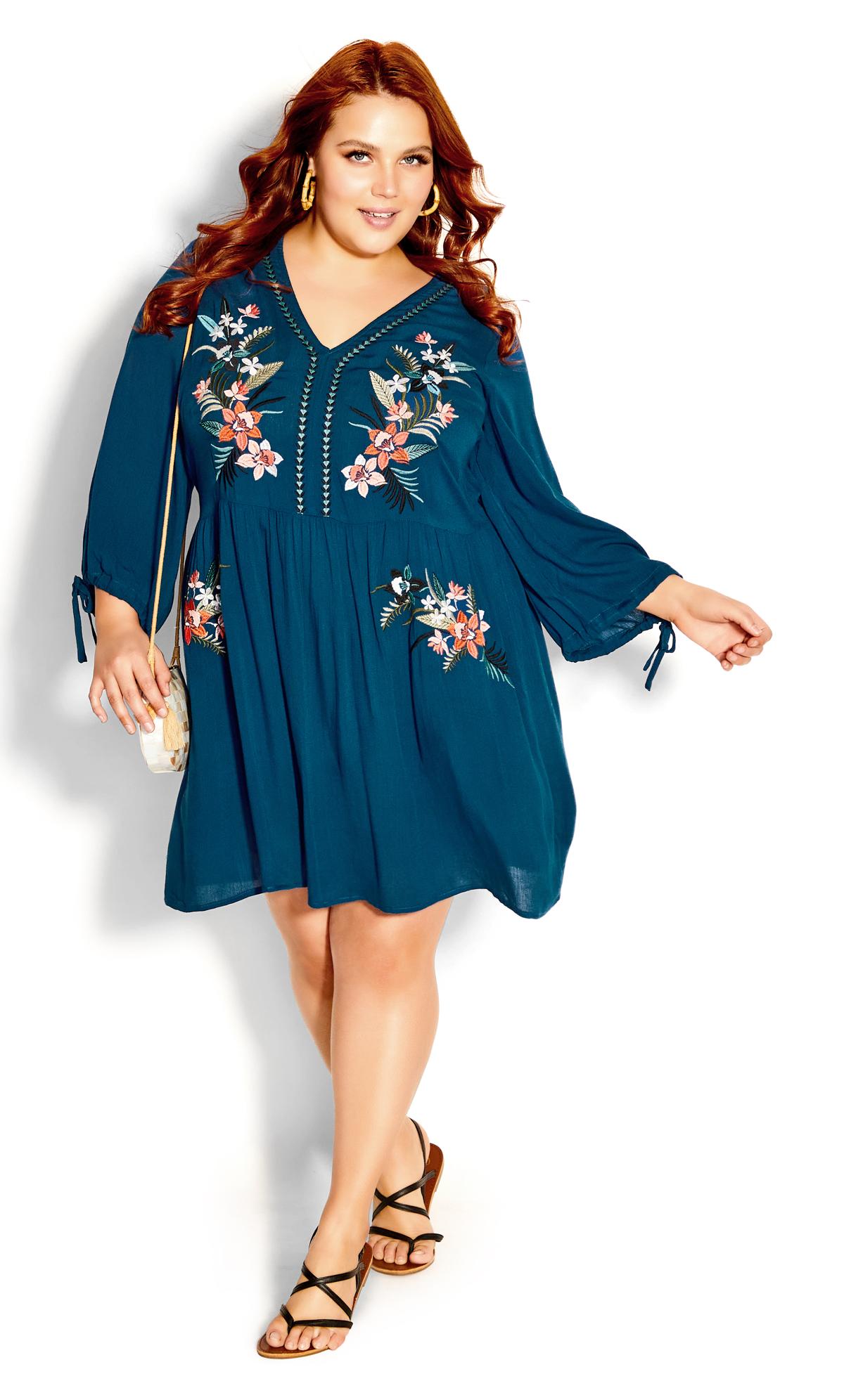 Dreamy Embroidered Blue Sleeved Dress 1