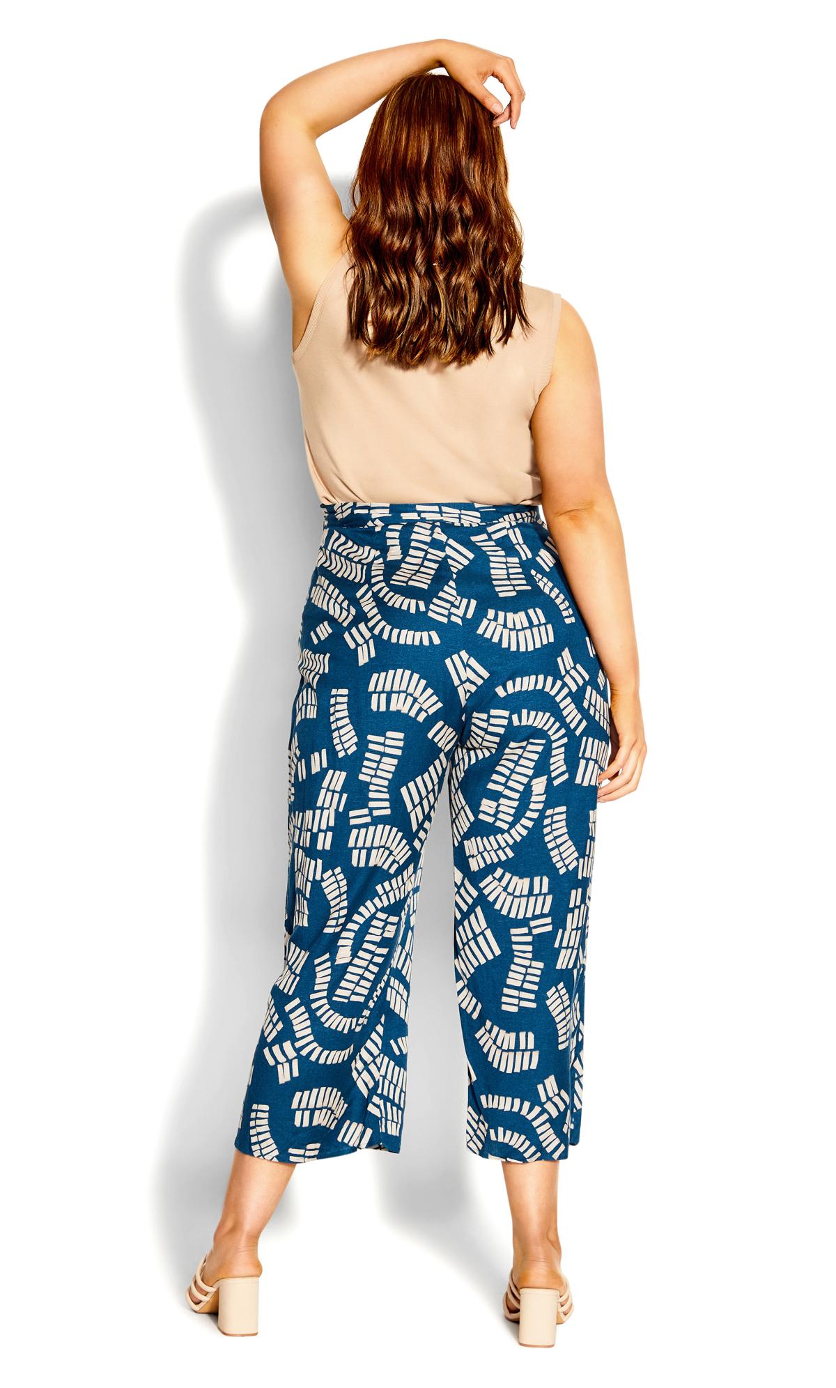 Evans Blue Abstract Cropped Wide Leg Trousers 3