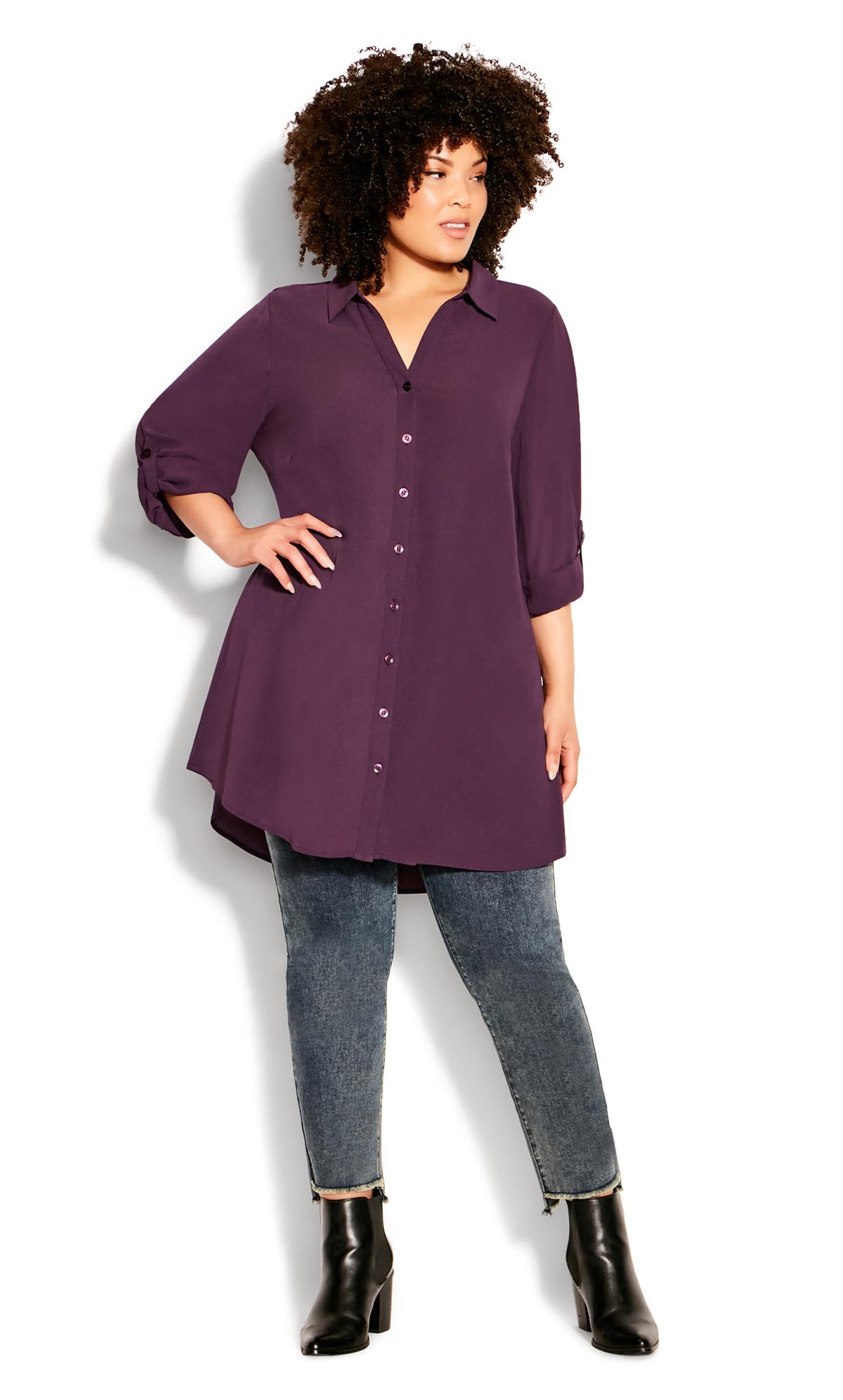 Evans Purple Longline Shirt 2