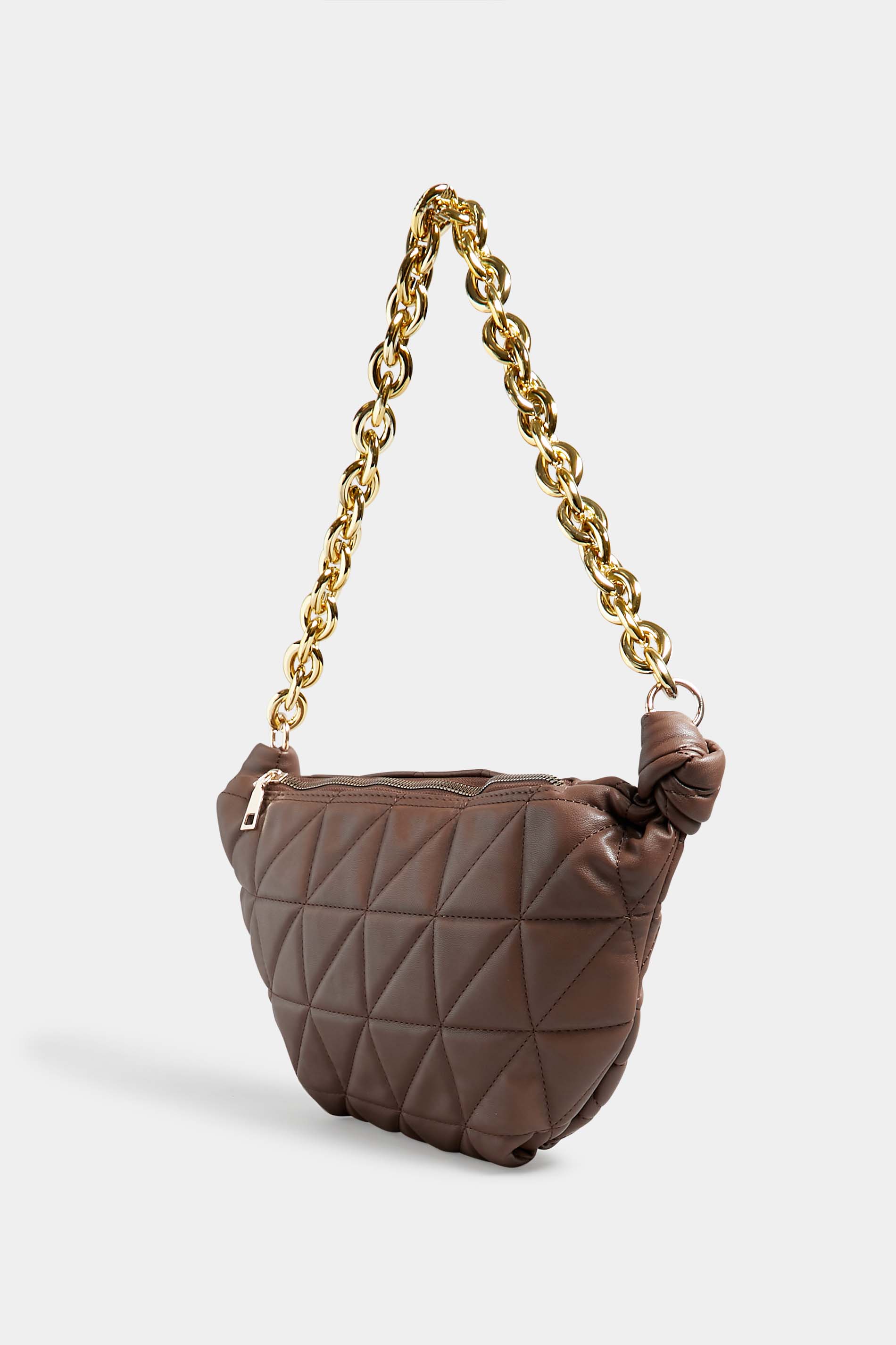 Brown Quilted Shoulder Bag | Yours Clothing 3
