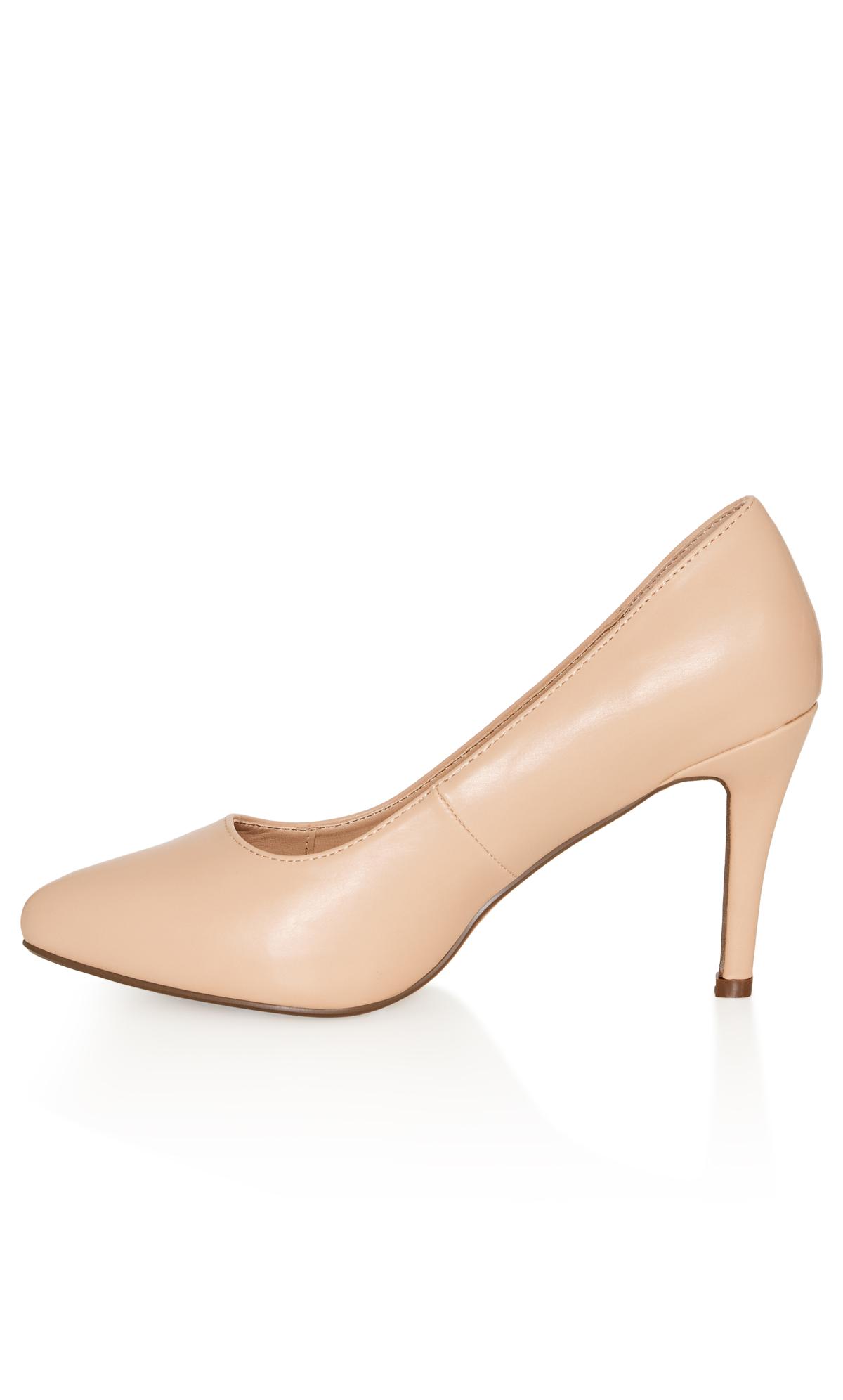 City Chic WIDE FIT Nude Court Heels 3