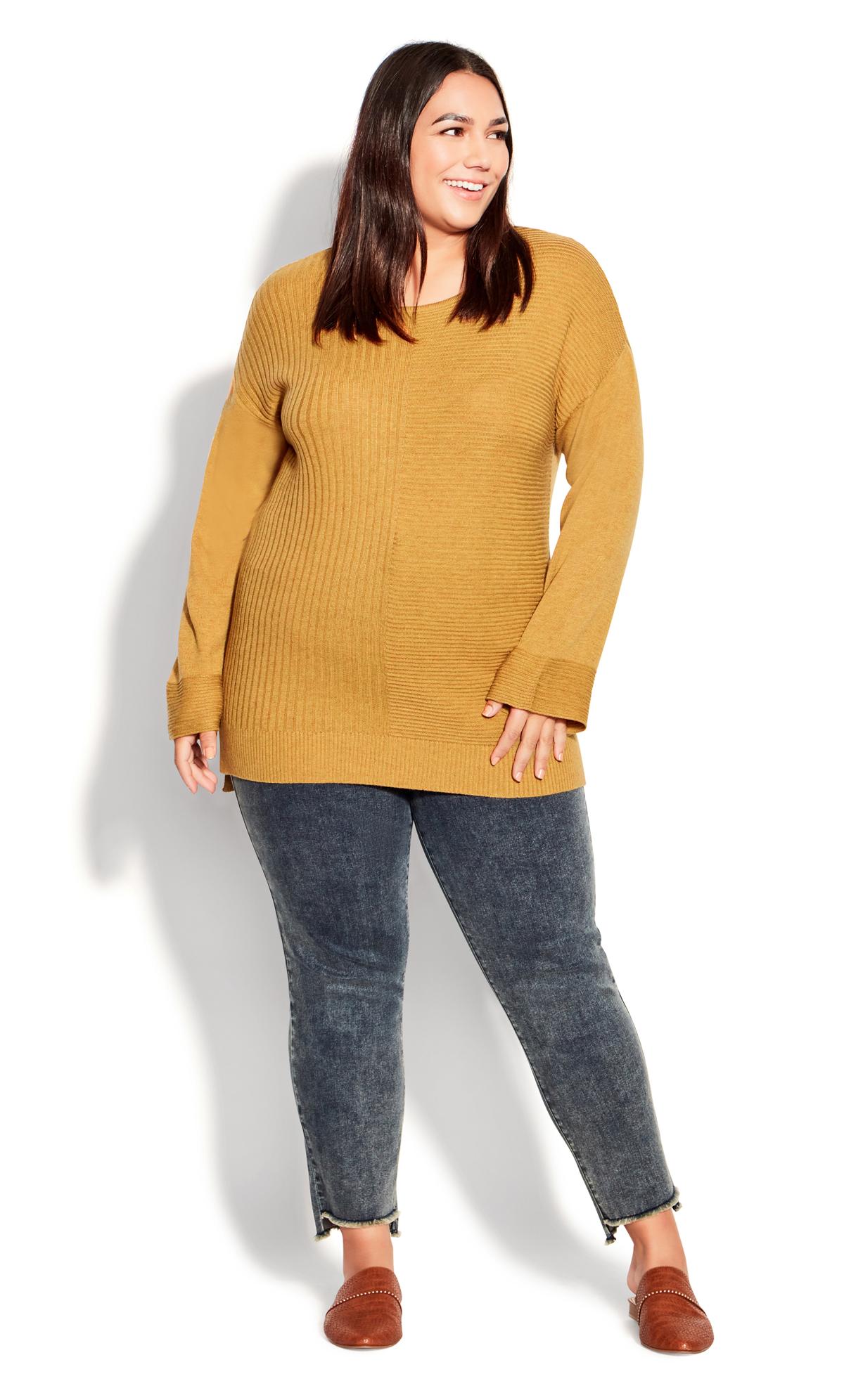 Evans Yellow Contrast Stitch Knitted Jumper 3