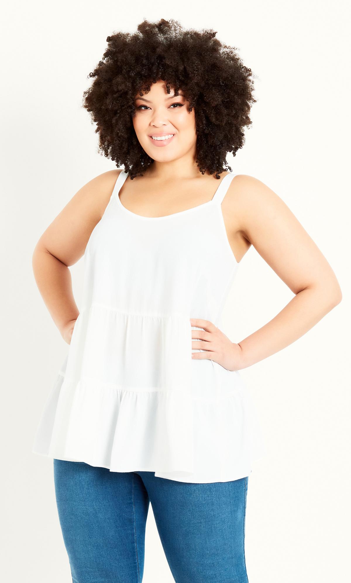 Strappy Tiered White Top 1