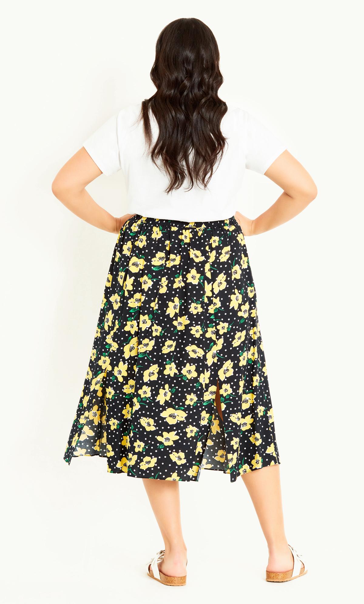 Evans Black & Yellow Floral Midi Skirt 2