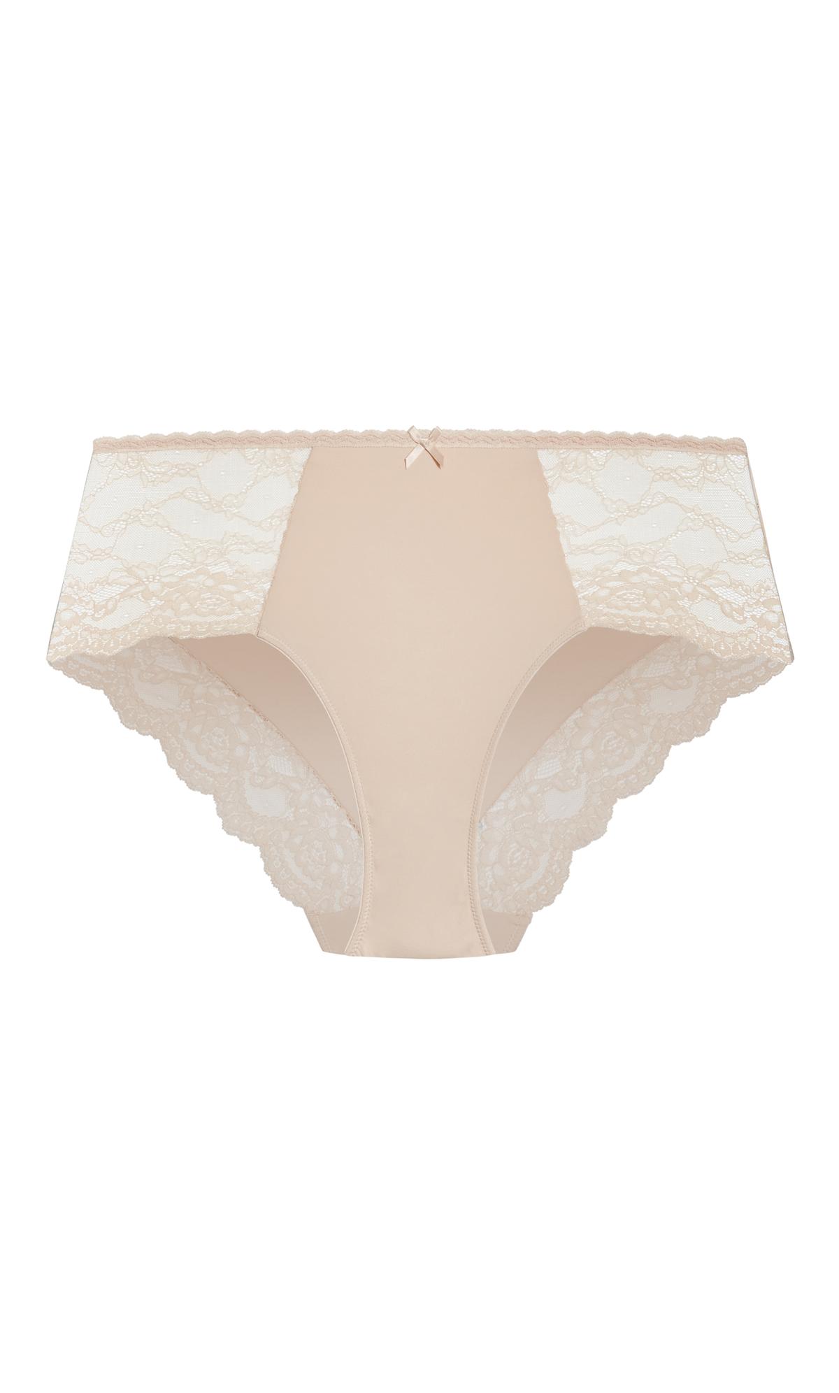 Evans Latte Brown High Waisted Lace Brief 3