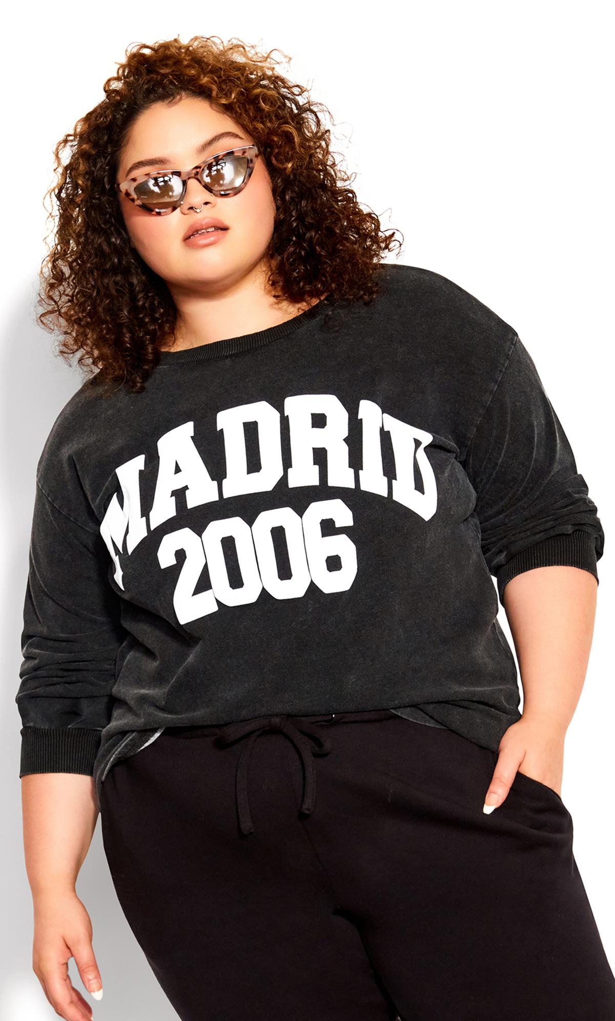 Evans Black 'Madrid' Slogan Print Sweatshirt 2
