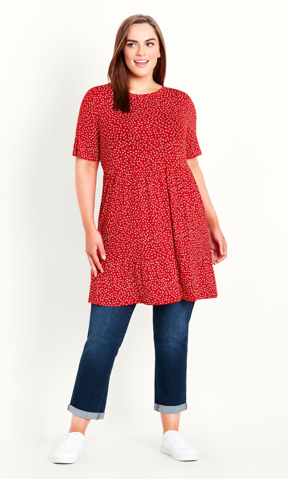 Ditsy Floral Red Tunic 1