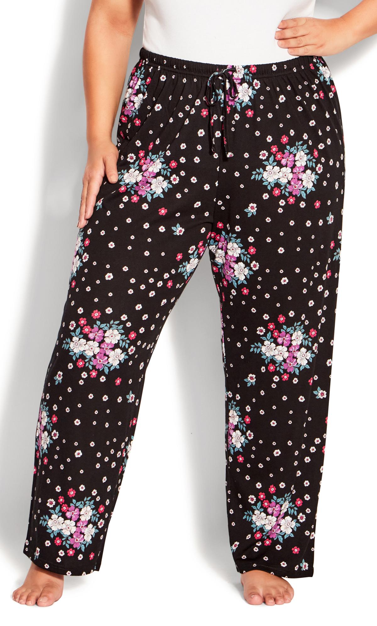 Evans Black Floral Pyjama Bottom 2