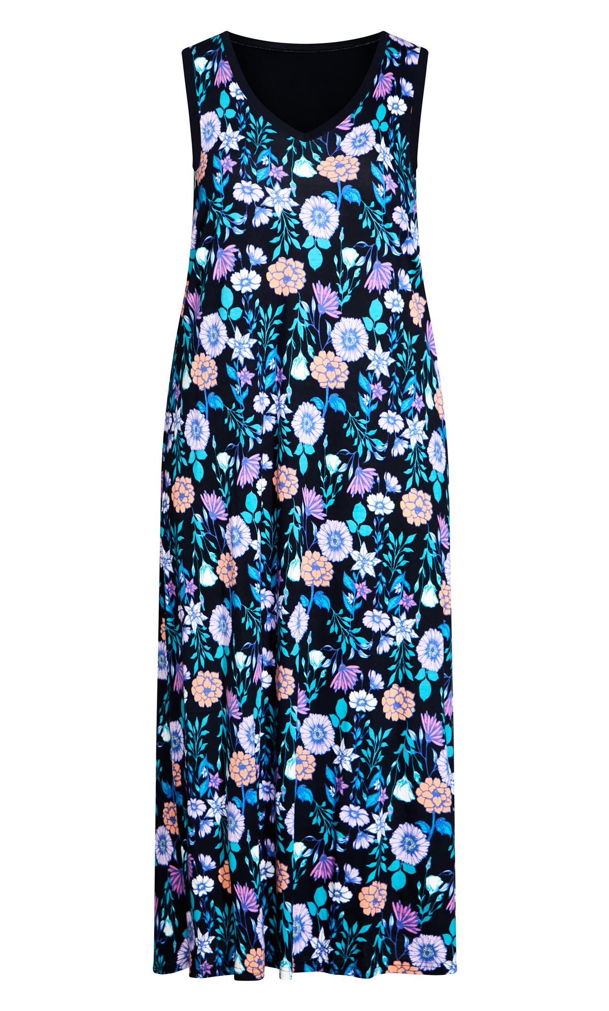 Sleeveless Printed Navy Floral Maxi Sleep Dress  3