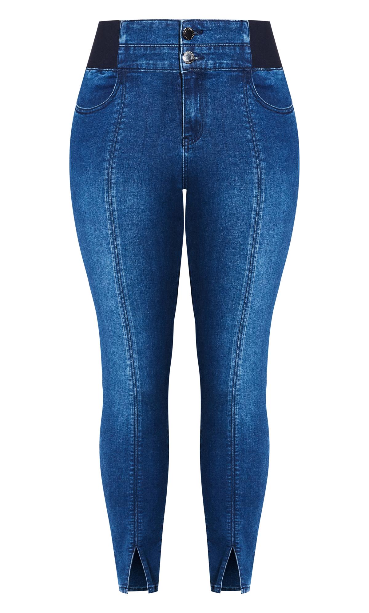 City Chic Blue Denim Harley Split Hem Jeans 3