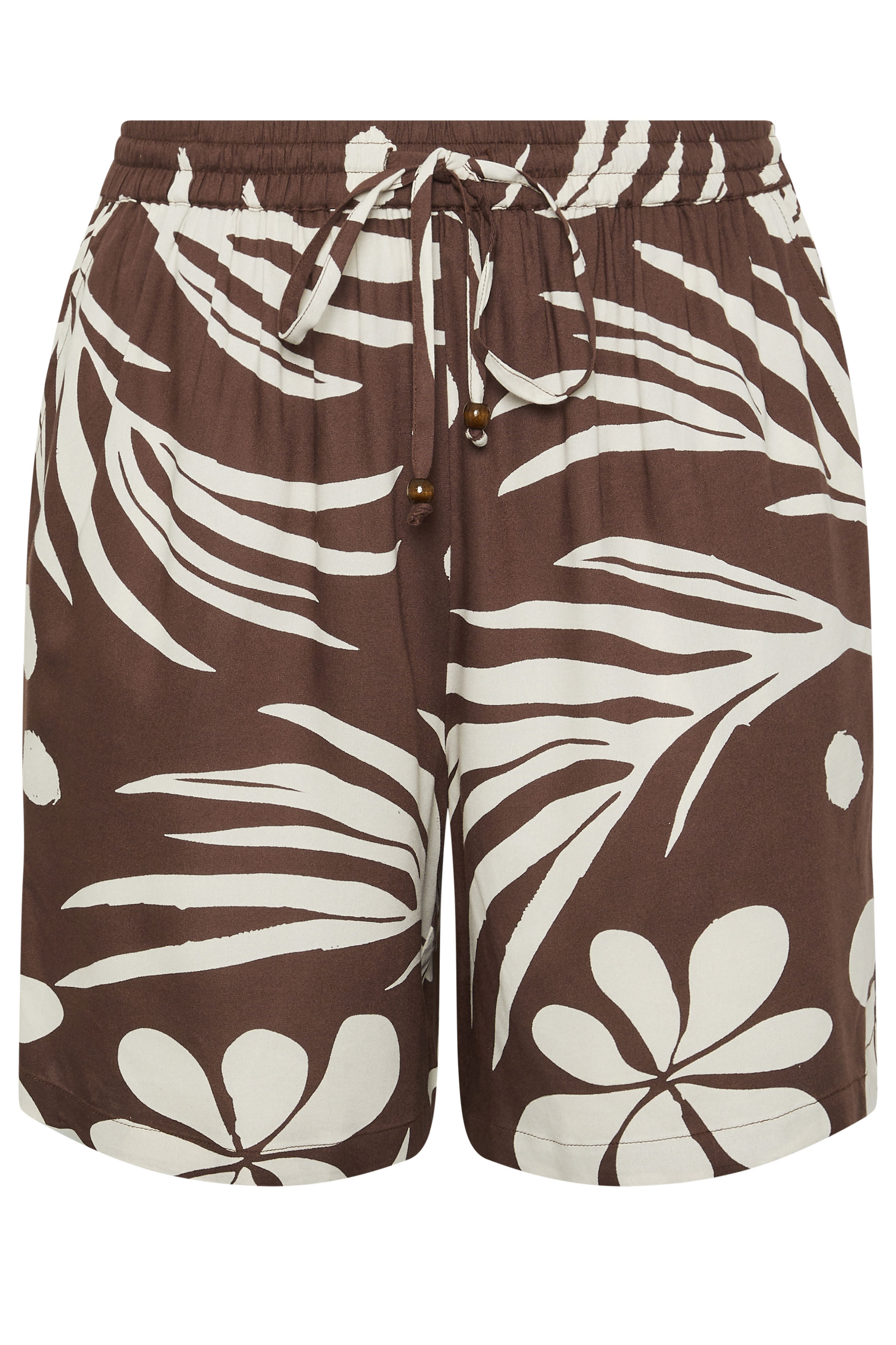 YOURS Plus Size Brown Tropical Print Shorts | Yours Clothing 6