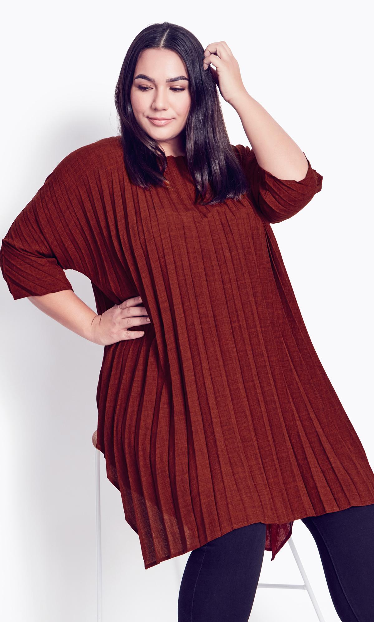 Evans Red Pleated Tunic 2