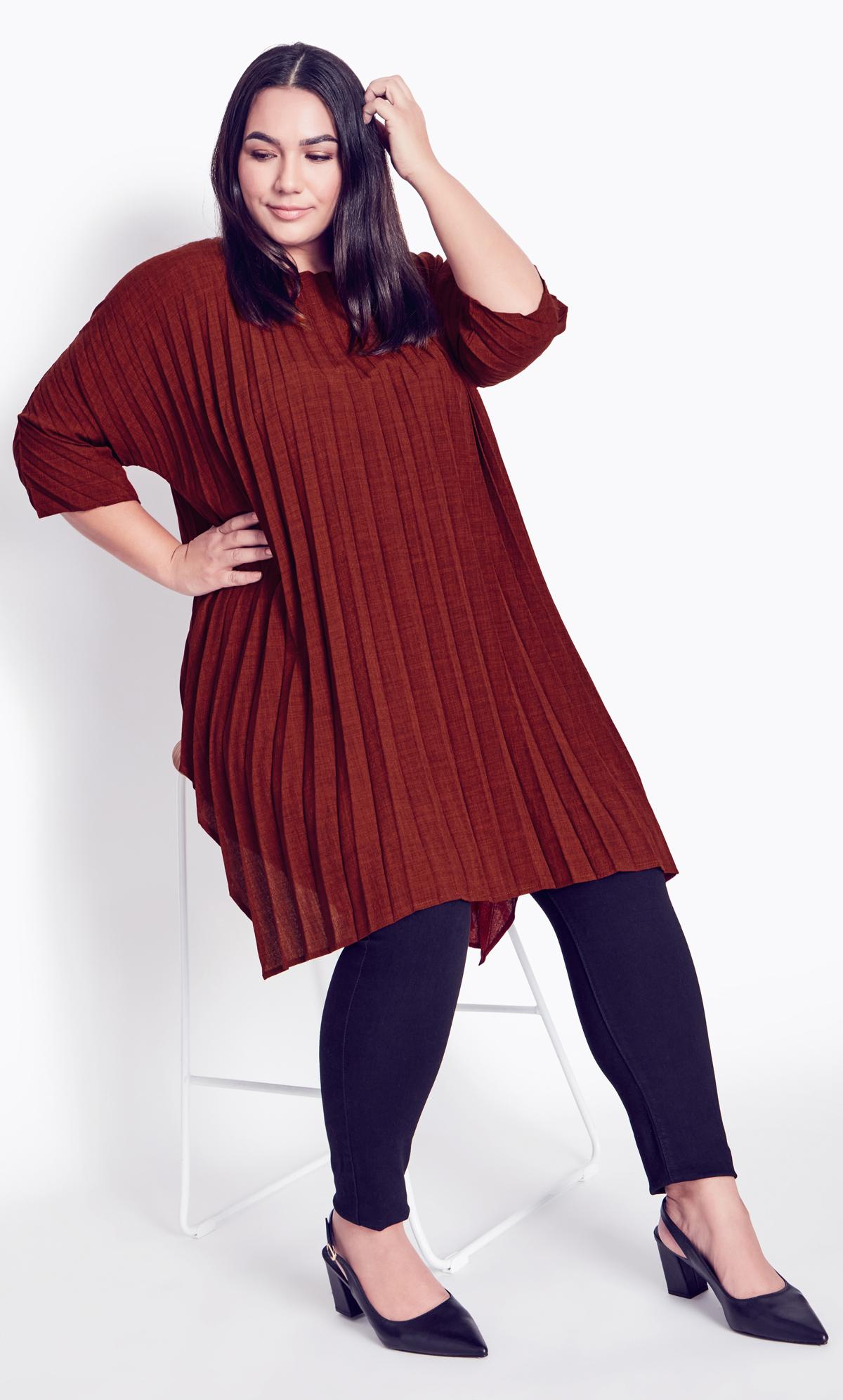 Evans Red Pleated Tunic 3