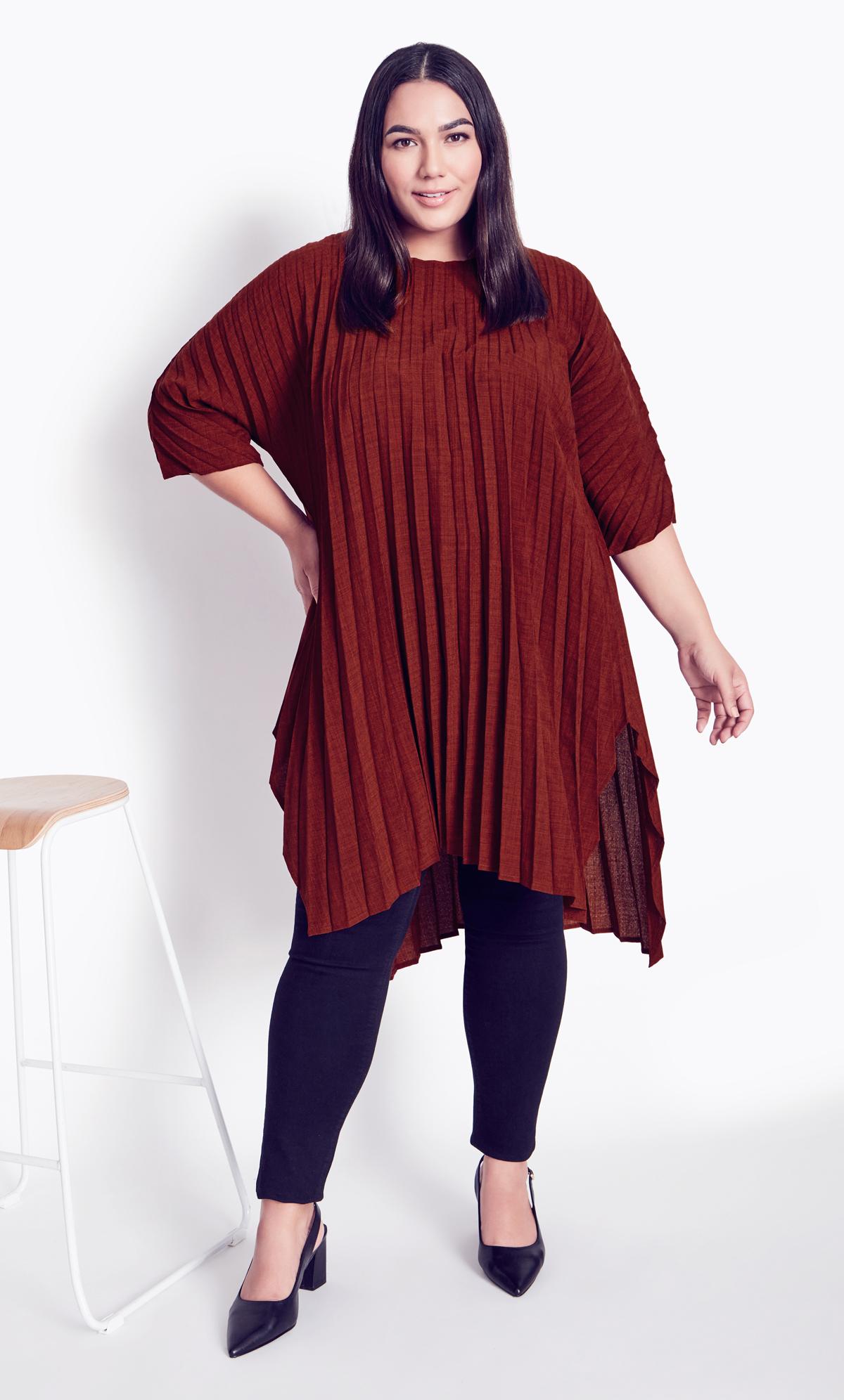 Evans Red Pleated Tunic 1