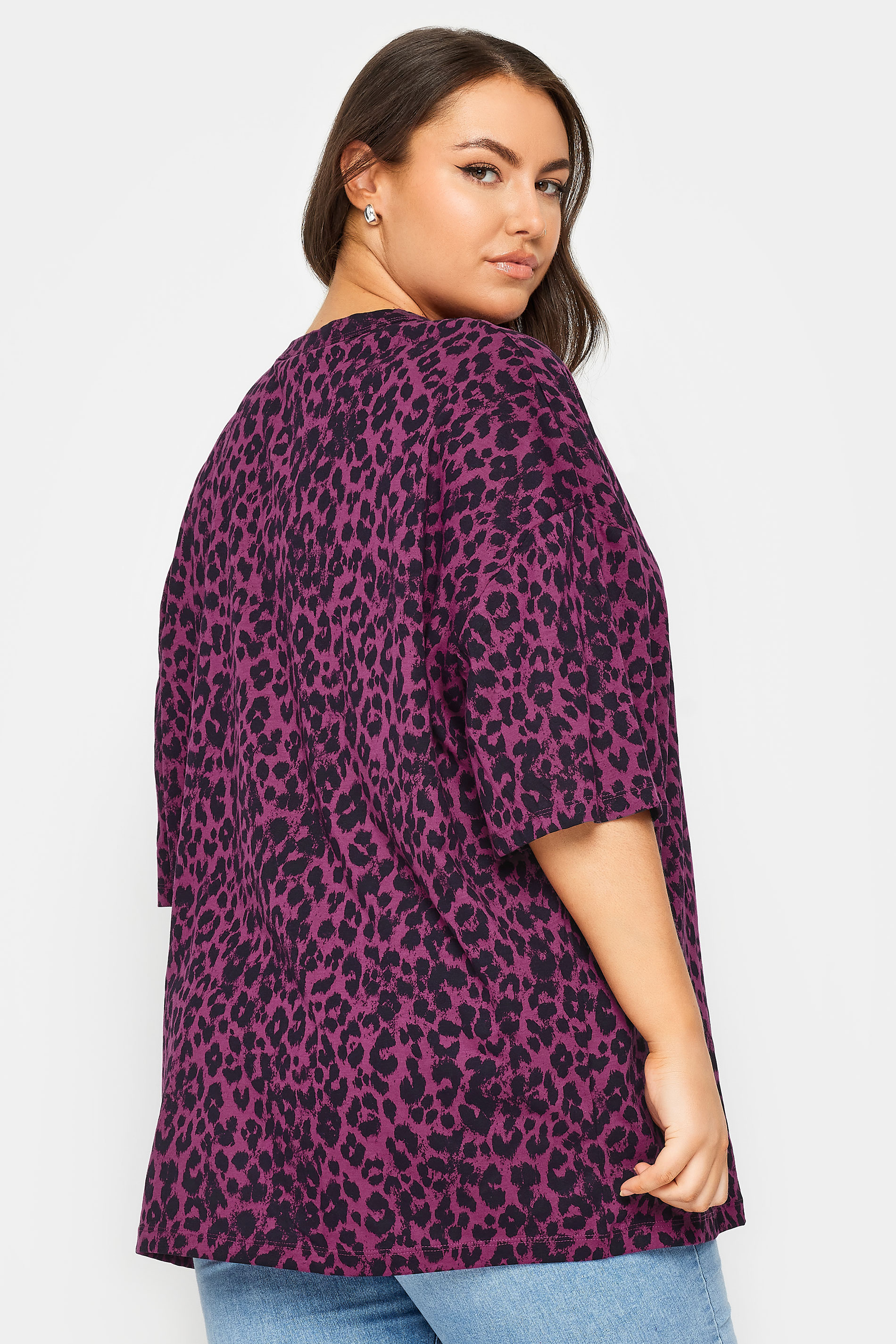 YOURS Plus Size Pink Leopard Print Ring Detail T-Shirt | Yours Clothing 3