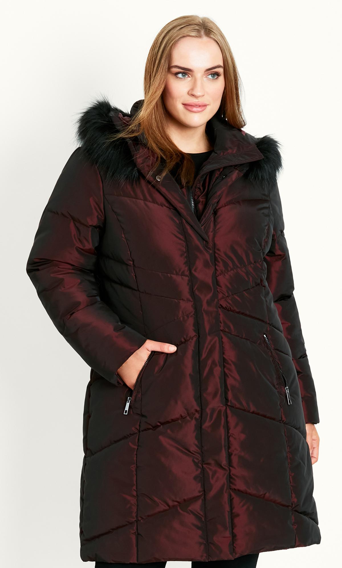 Two Tone Berry Padded Coat 1
