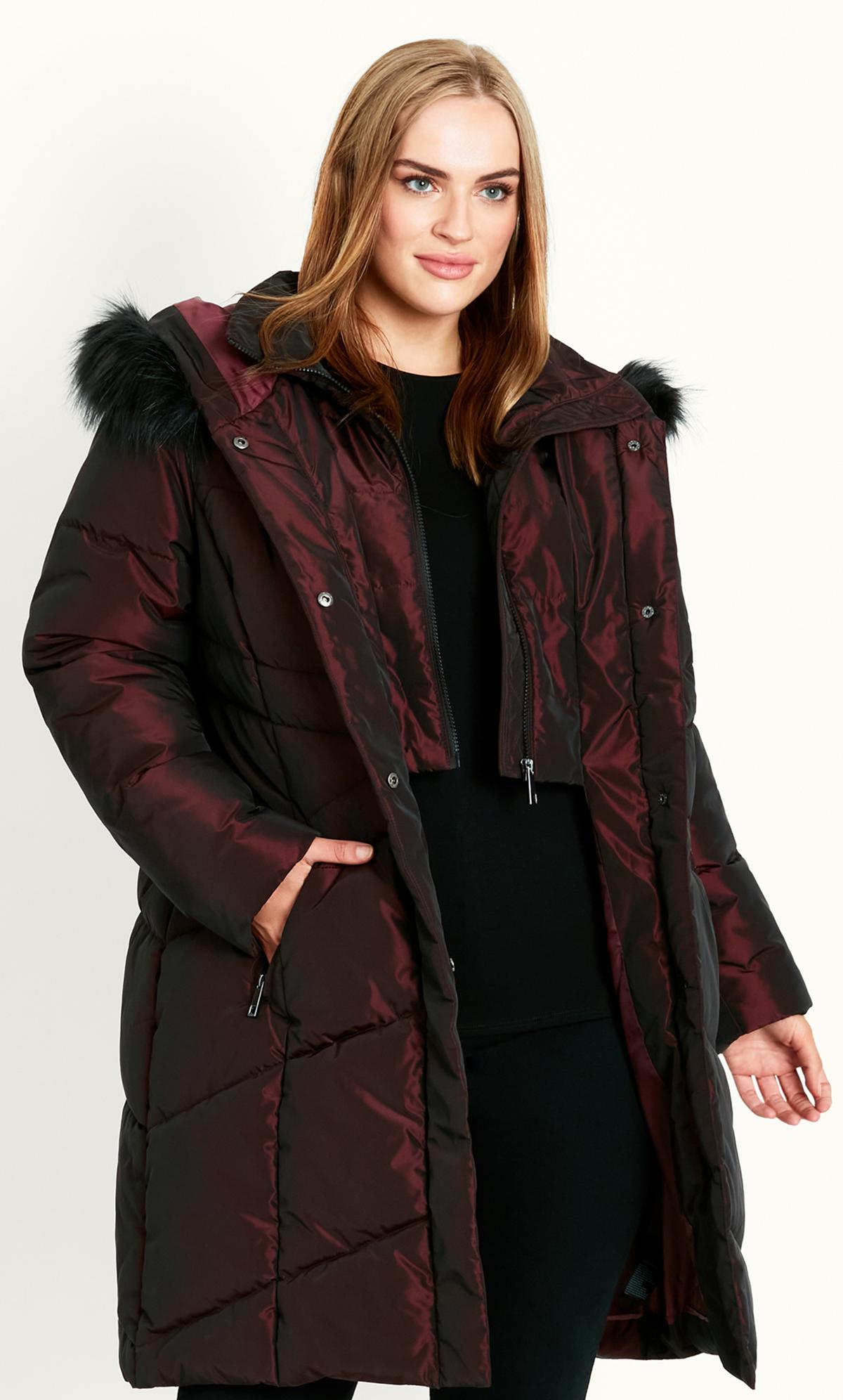 Two Tone Berry Padded Coat 3