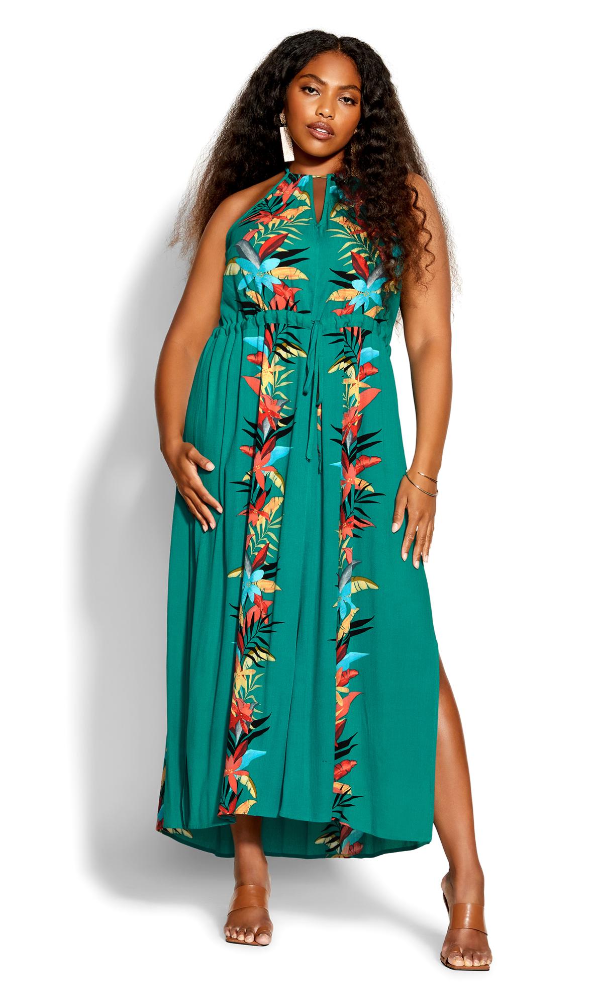 Evans Green Tropical Print Maxi Dress 2