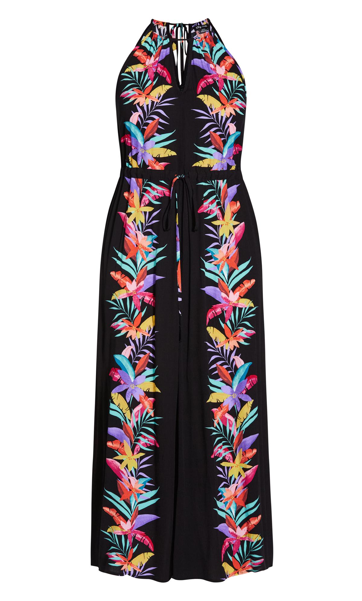 Evans Black Tropical Print Maxi Dress 3