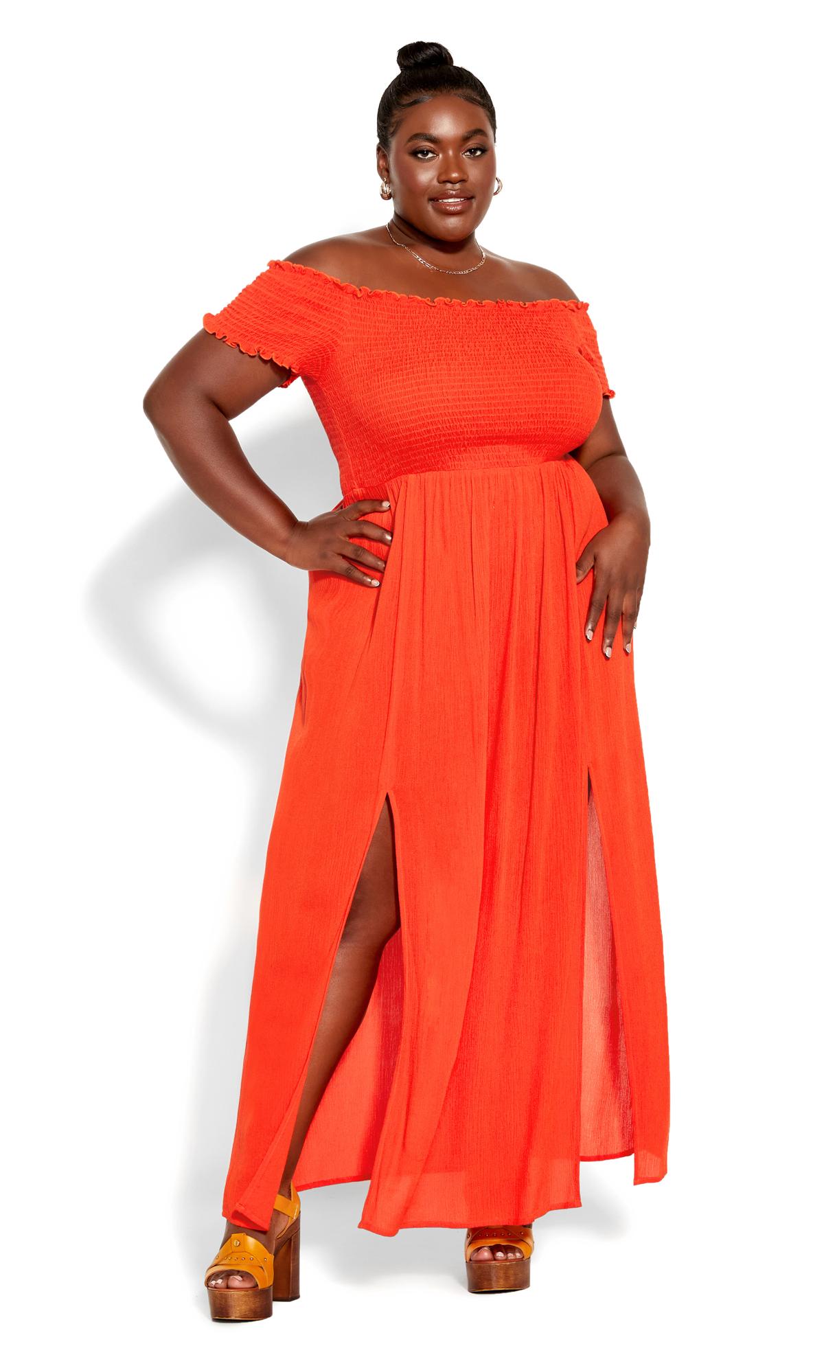 Evans Orange Summer Passion Maxi Dress 1