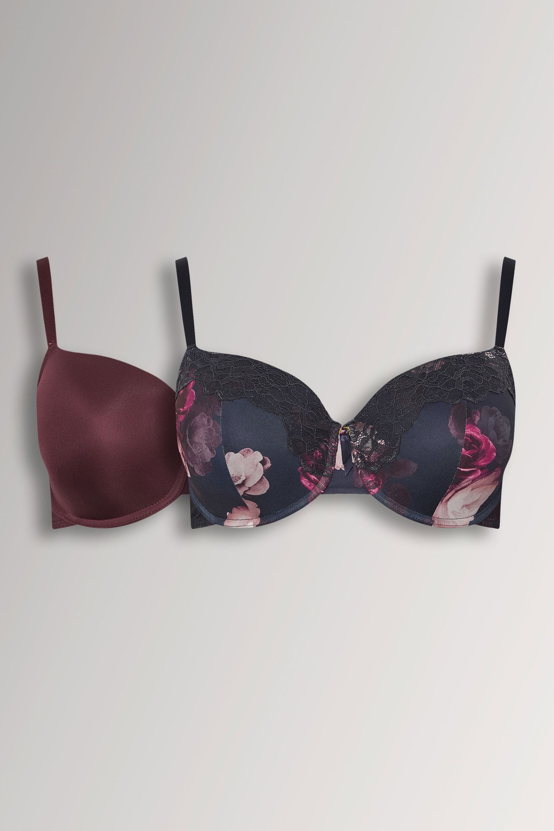 YOURSET 2 PACK Plus Size Navy Blue Floral Print T-Shirt Bras | Yours Clothing 3
