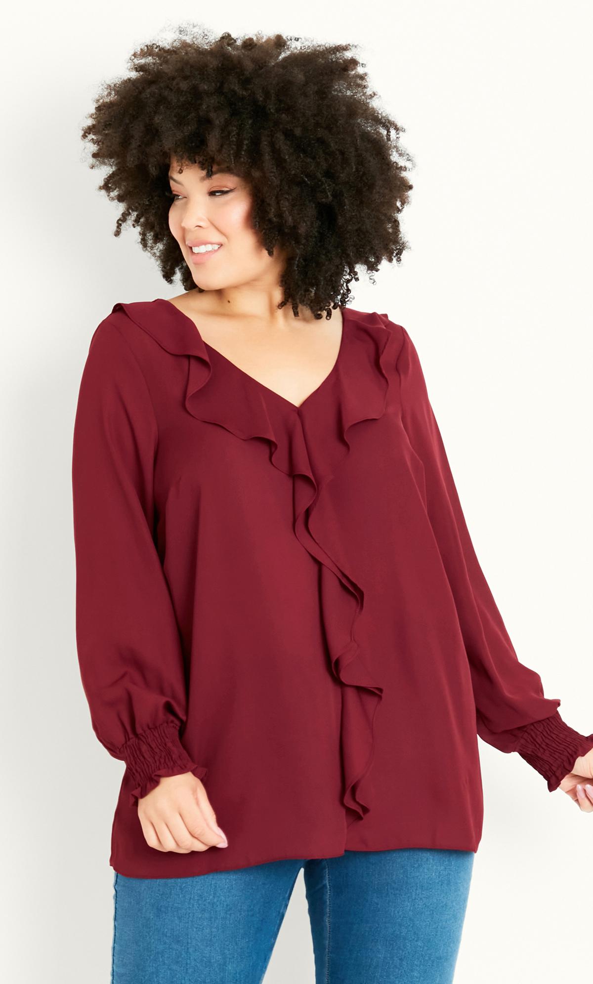 Frill Front Red Top 2