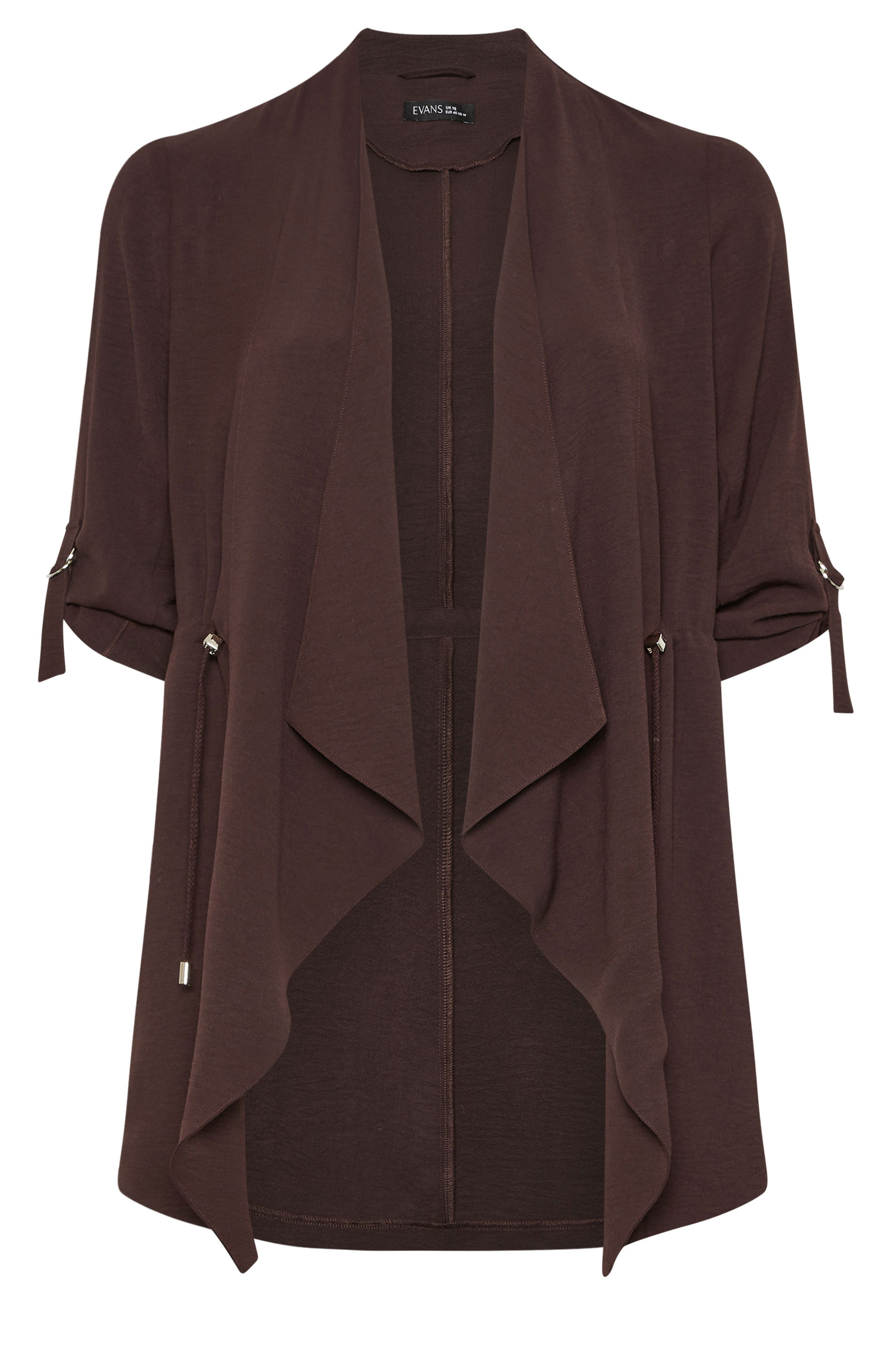 EVANS Plus Size Brown Lightweight Waterfall Jacket | Evans 5