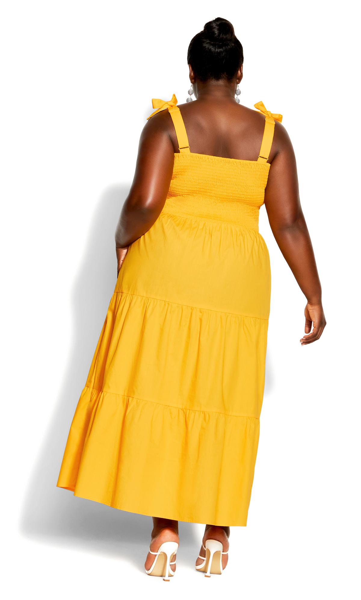 Evans Yellow Shirred Maxi Dress 2