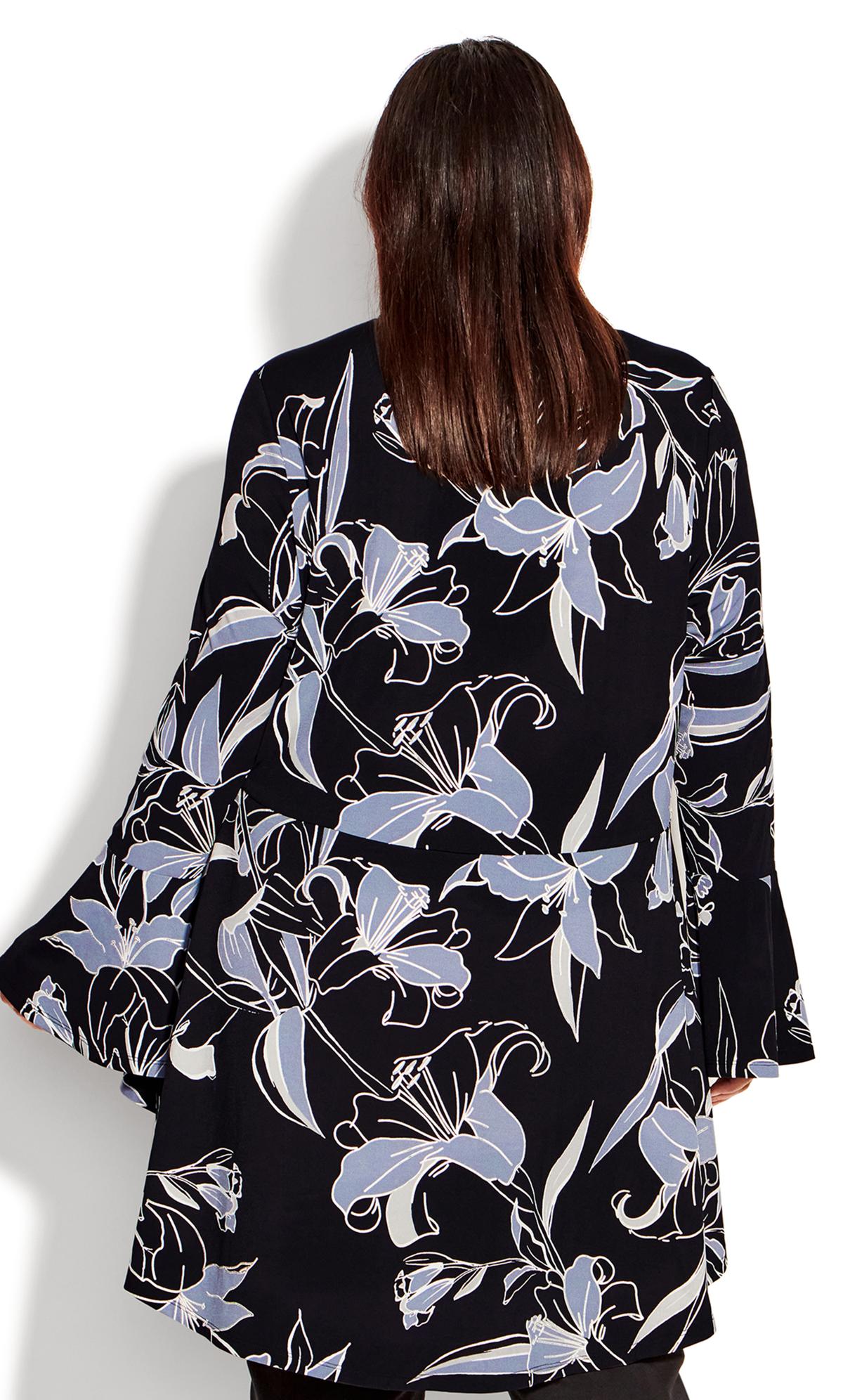 Evans Black Floral Flare Sleeve Tunic Top 3