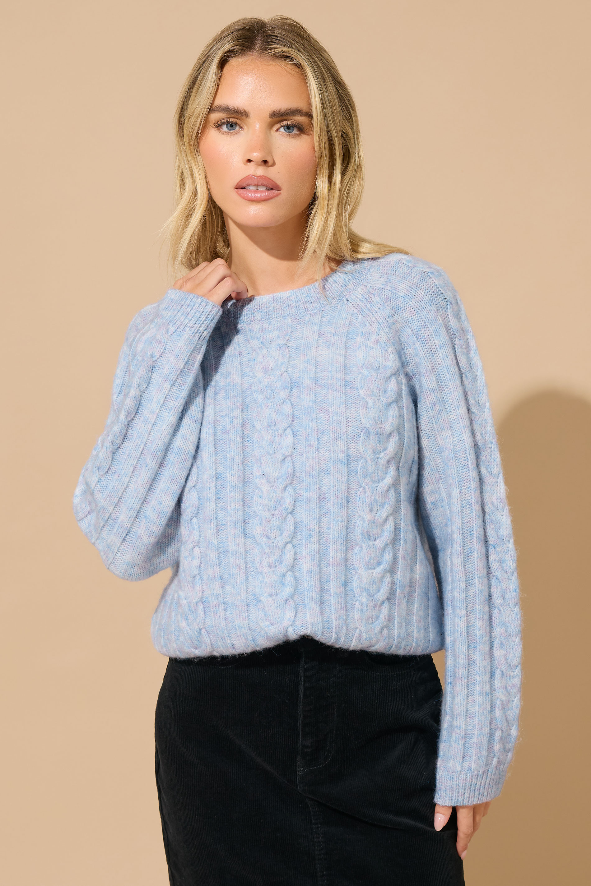 M&Co Petite Blue Cable Knitted Jumper | M&Co 3