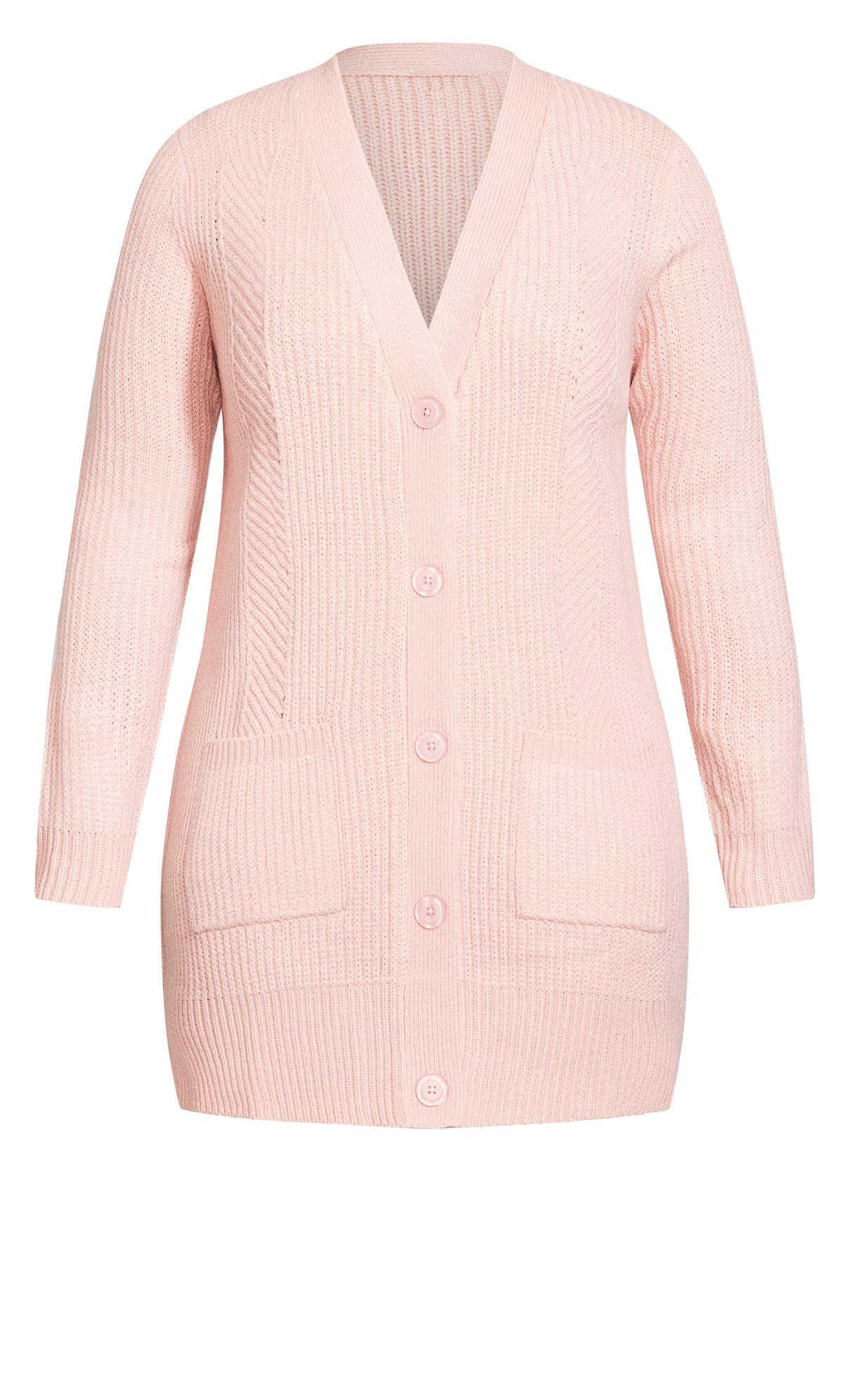 Evans Light Pink Button Through Knitted Cardigan | Evans 2